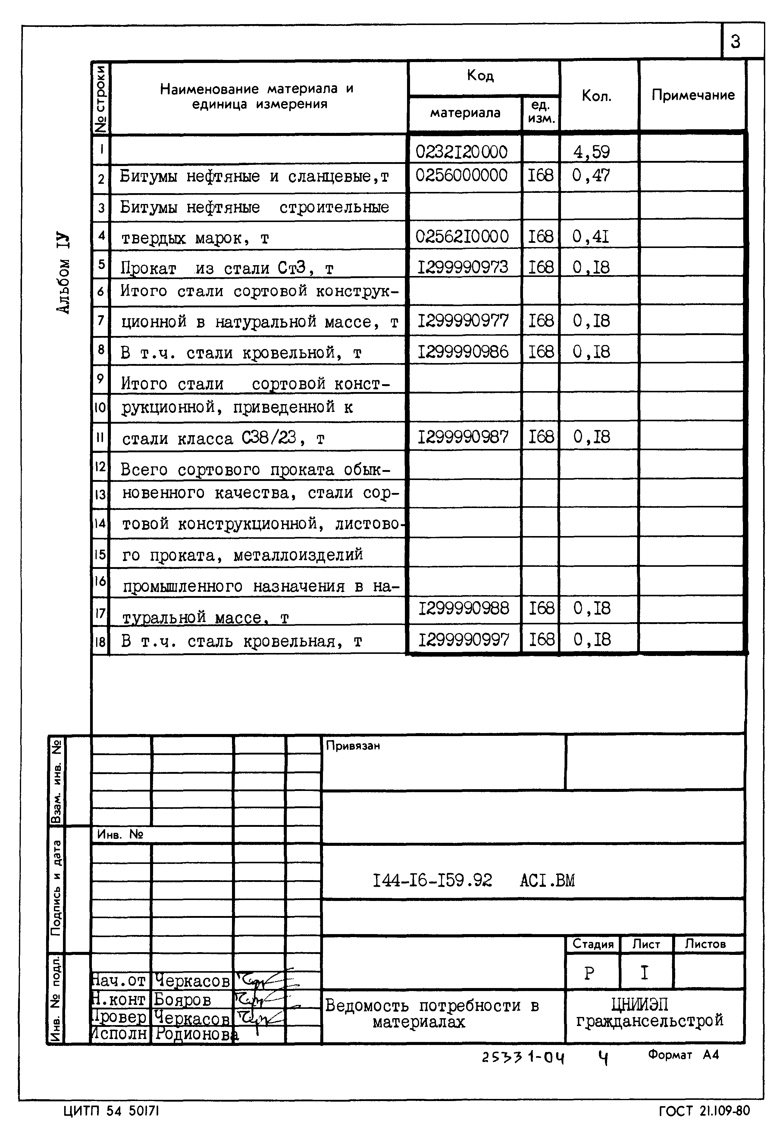Типовой проект 144-16-159.92
