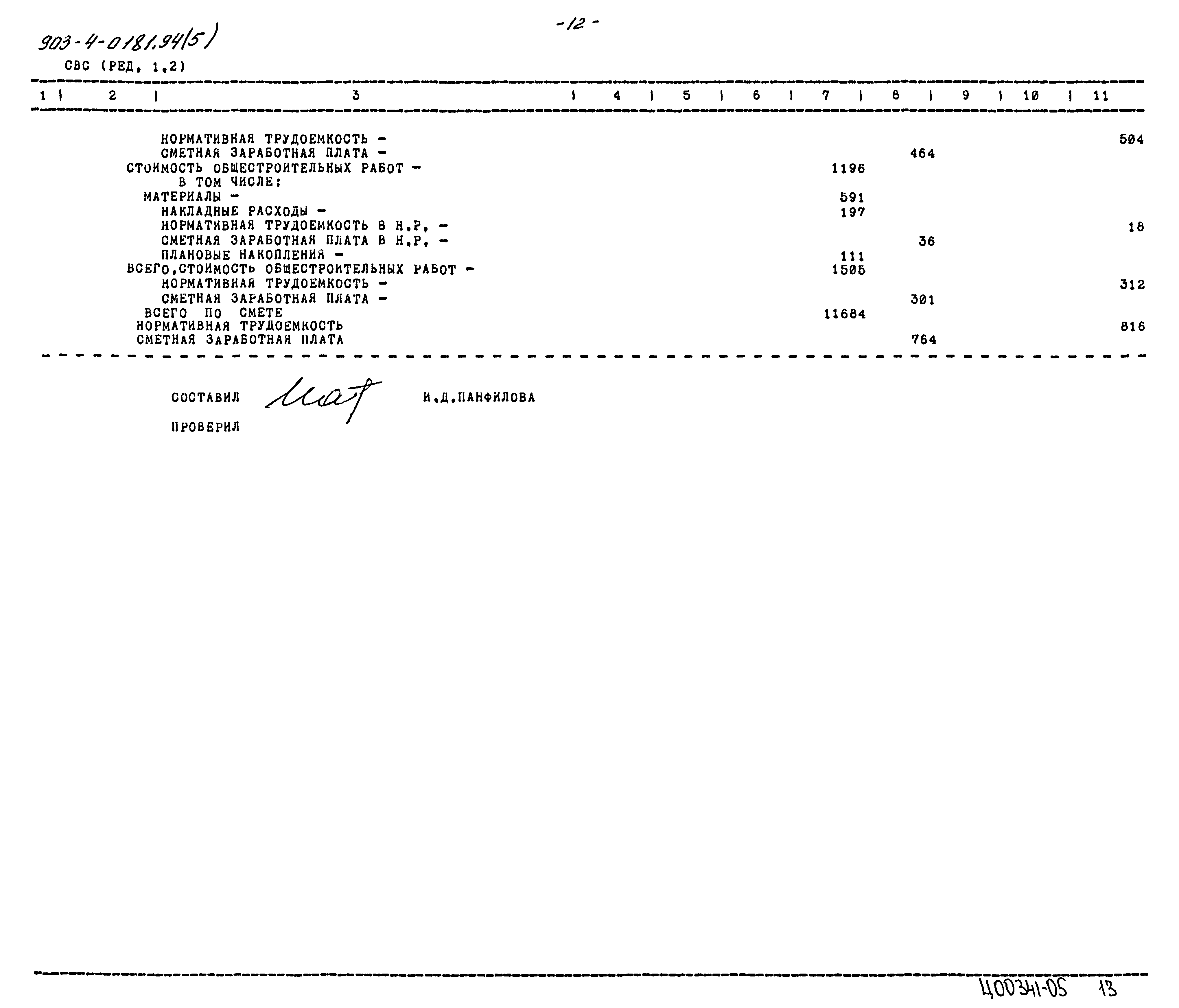 Типовые проектные решения 903-4-0181.94
