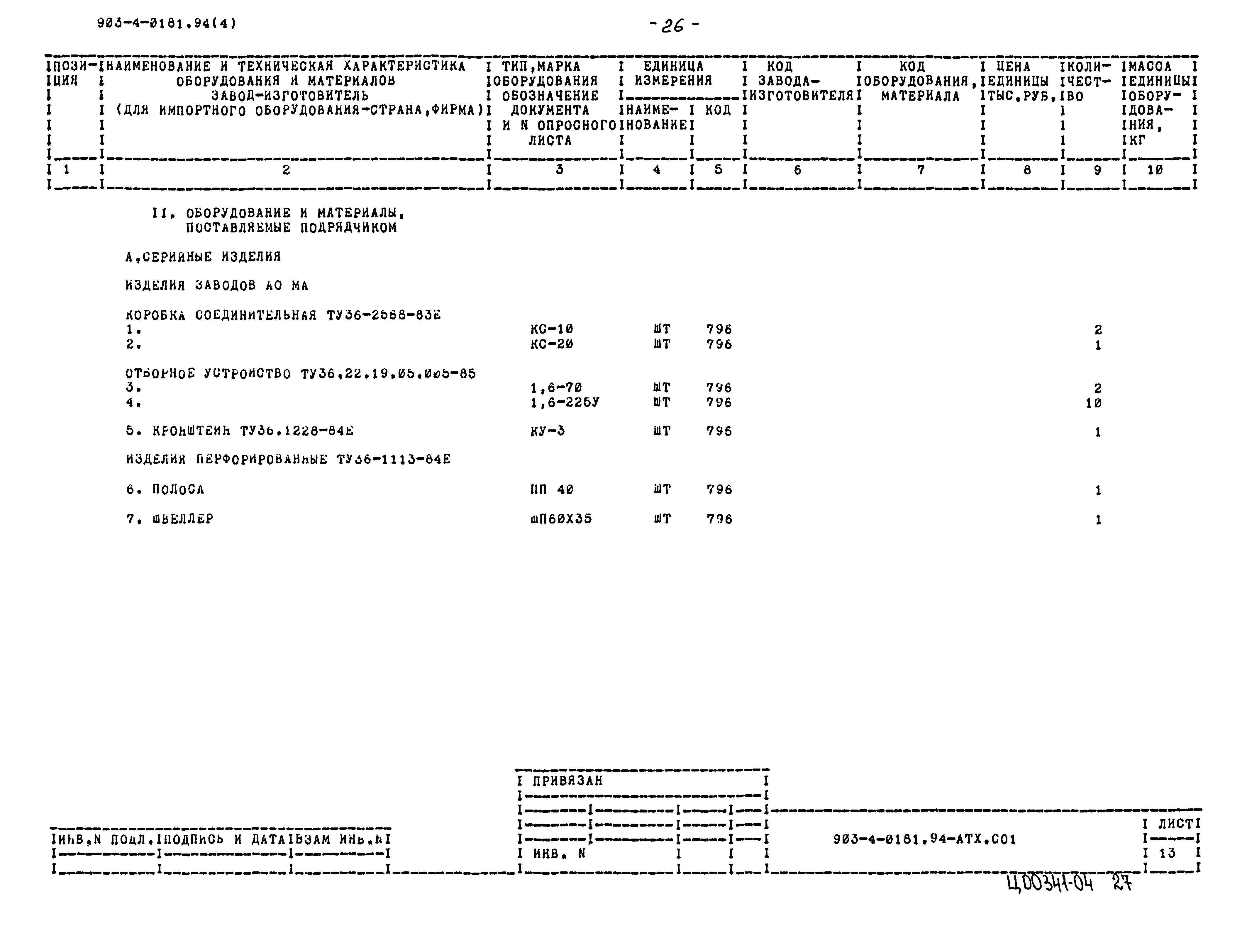 Типовые проектные решения 903-4-0181.94