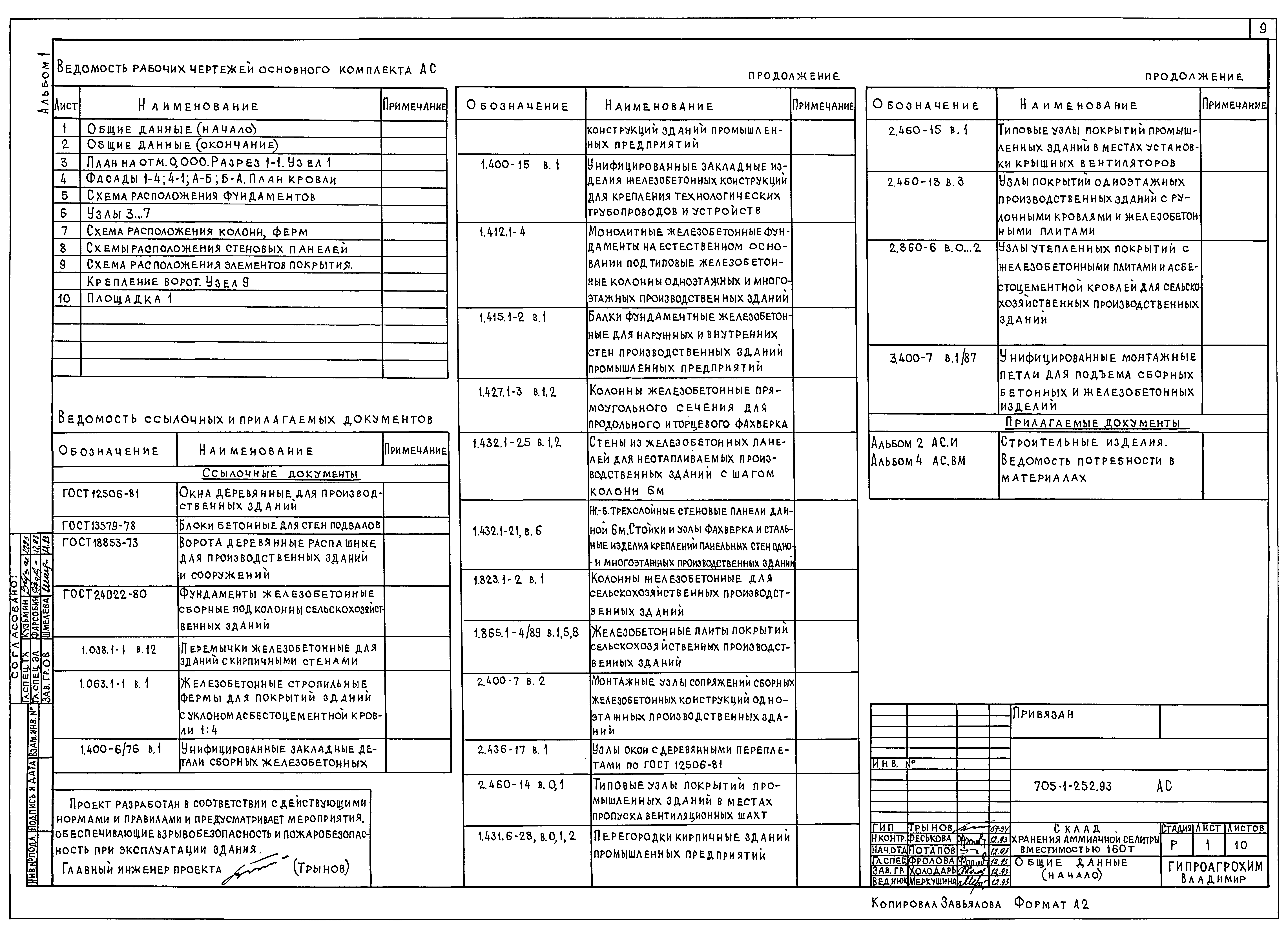 Типовой проект 705-1-252.93