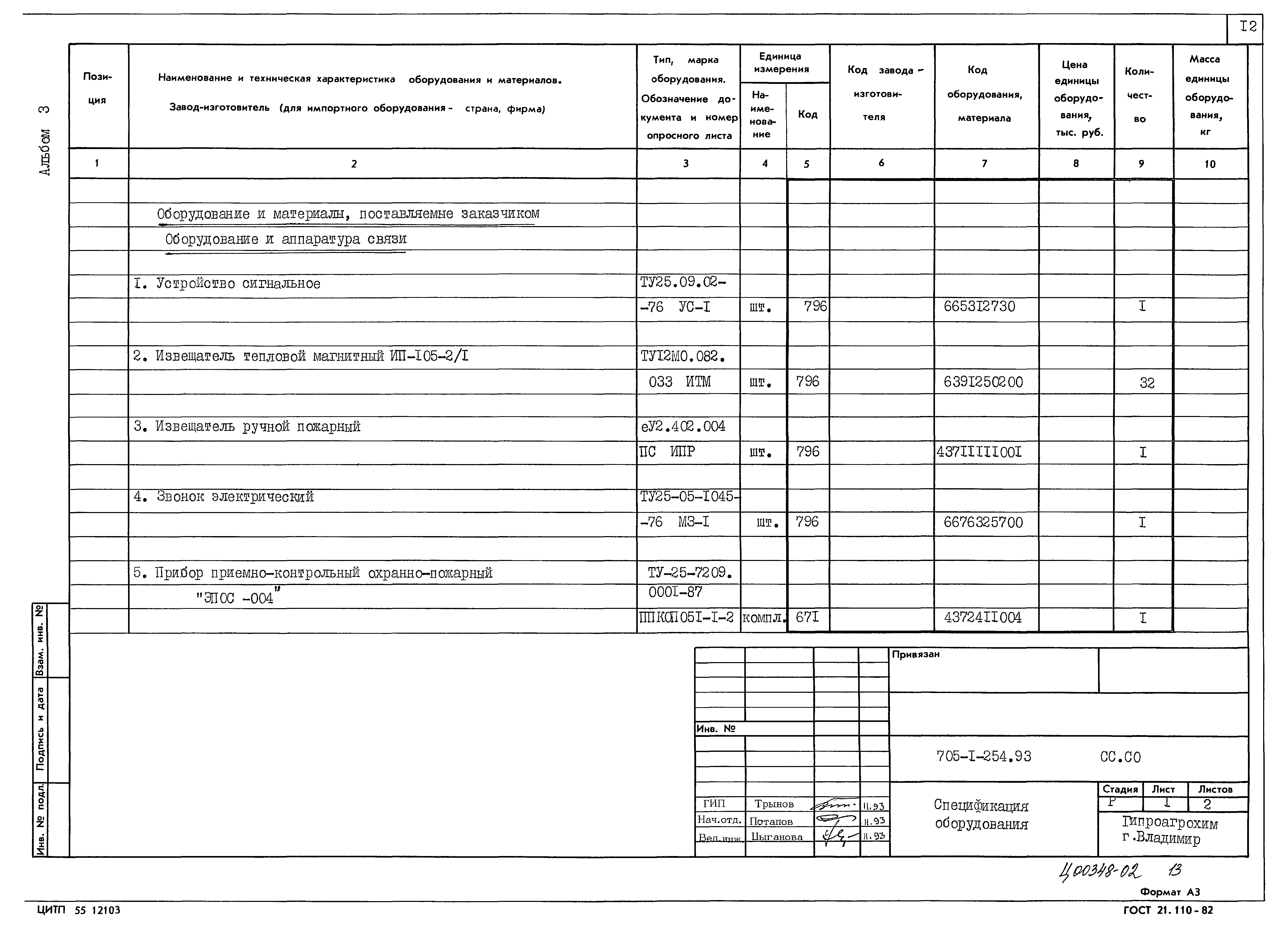 Типовой проект 705-1-254.93