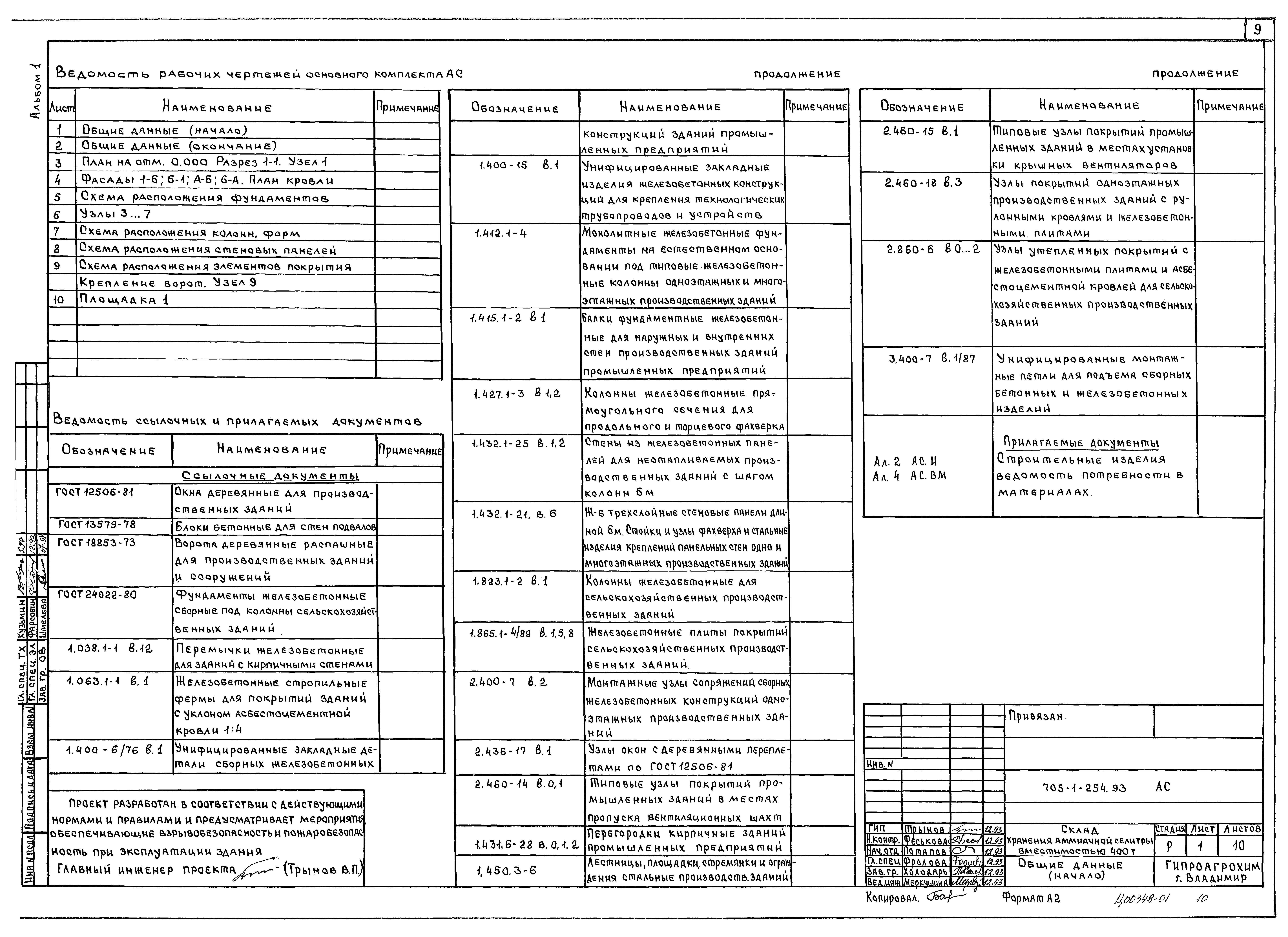 Типовой проект 705-1-254.93