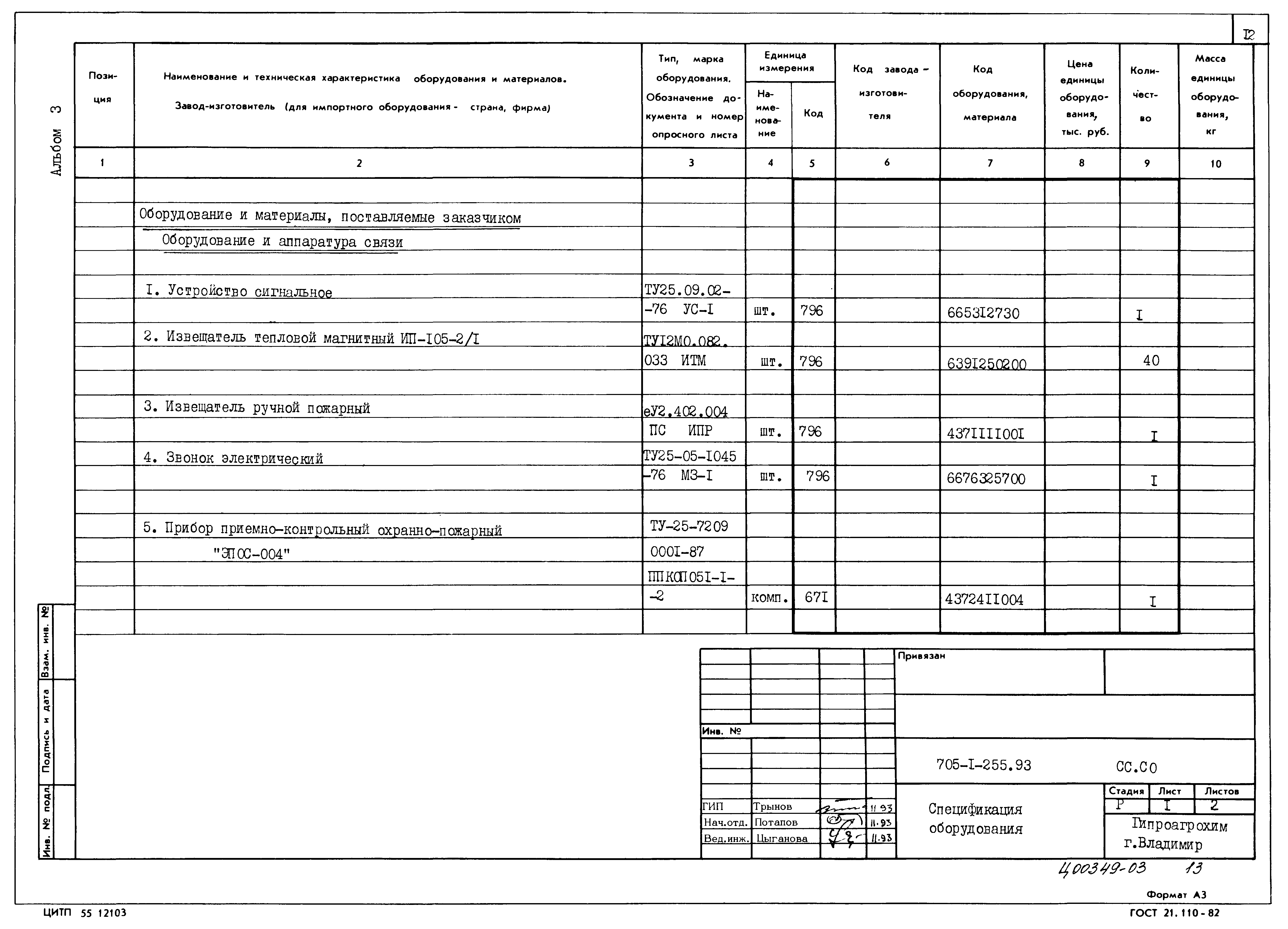 Типовой проект 705-1-255.93