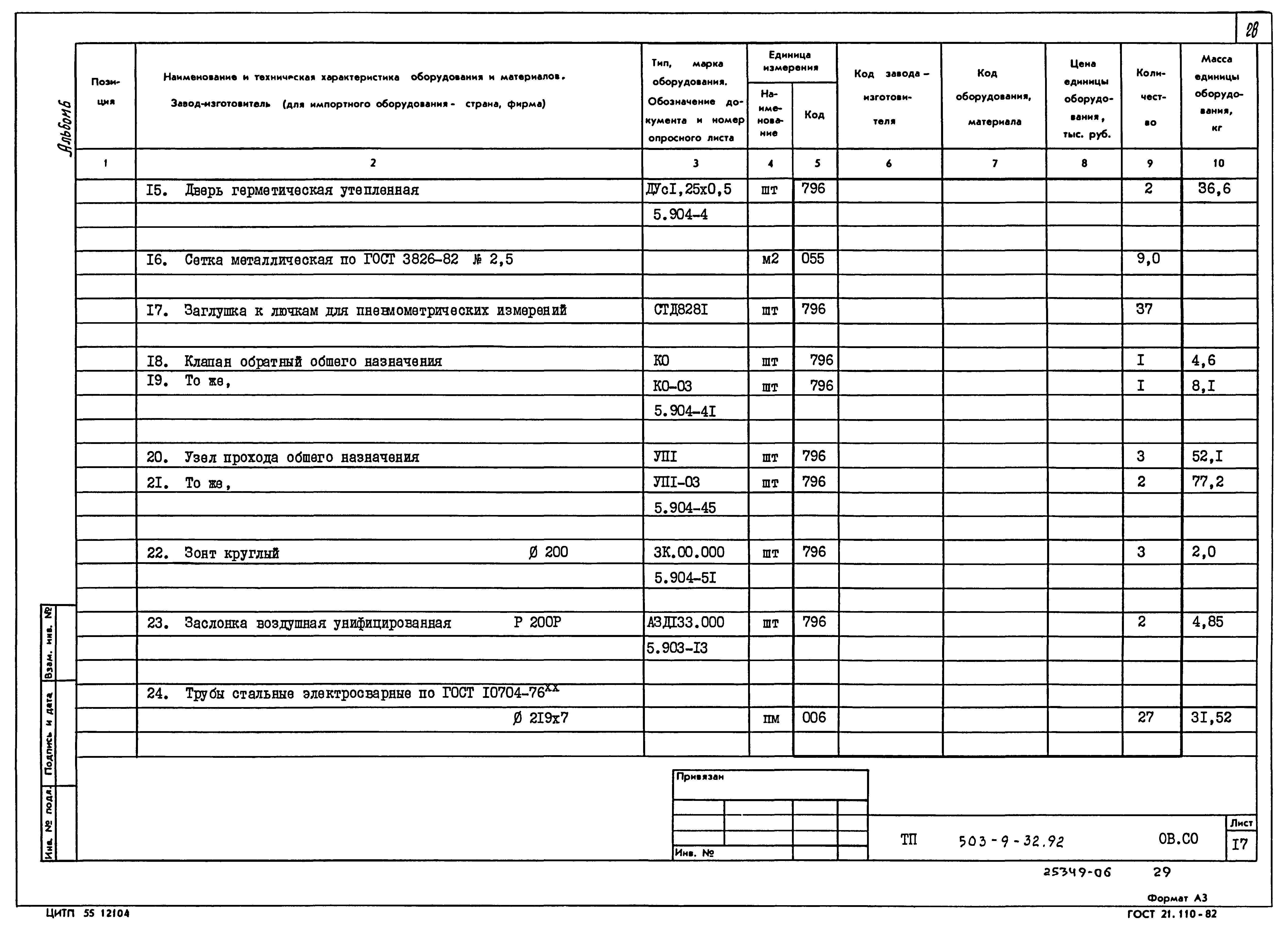 Типовой проект 503-9-32.92