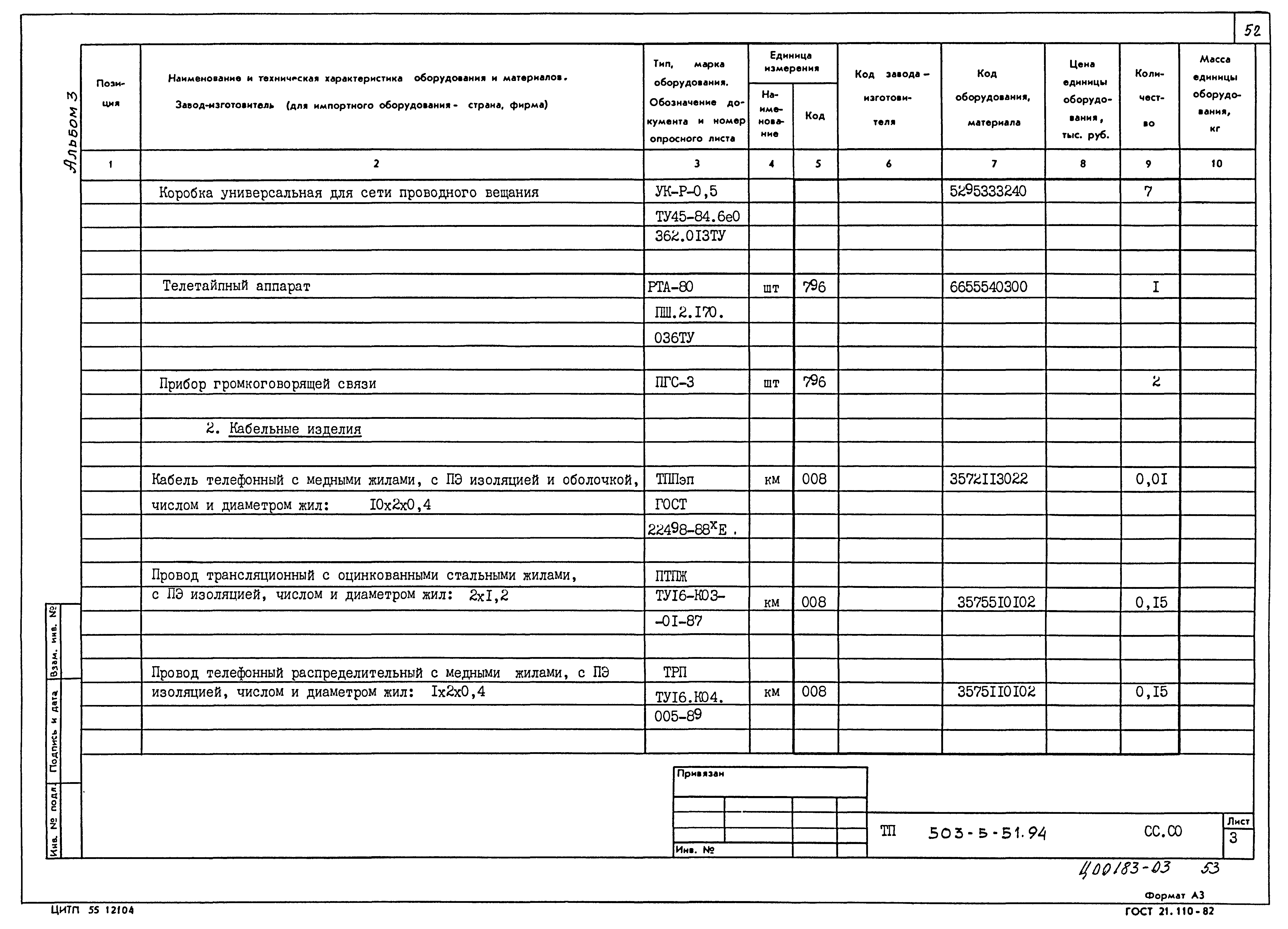 Типовой проект 503-5-51.94