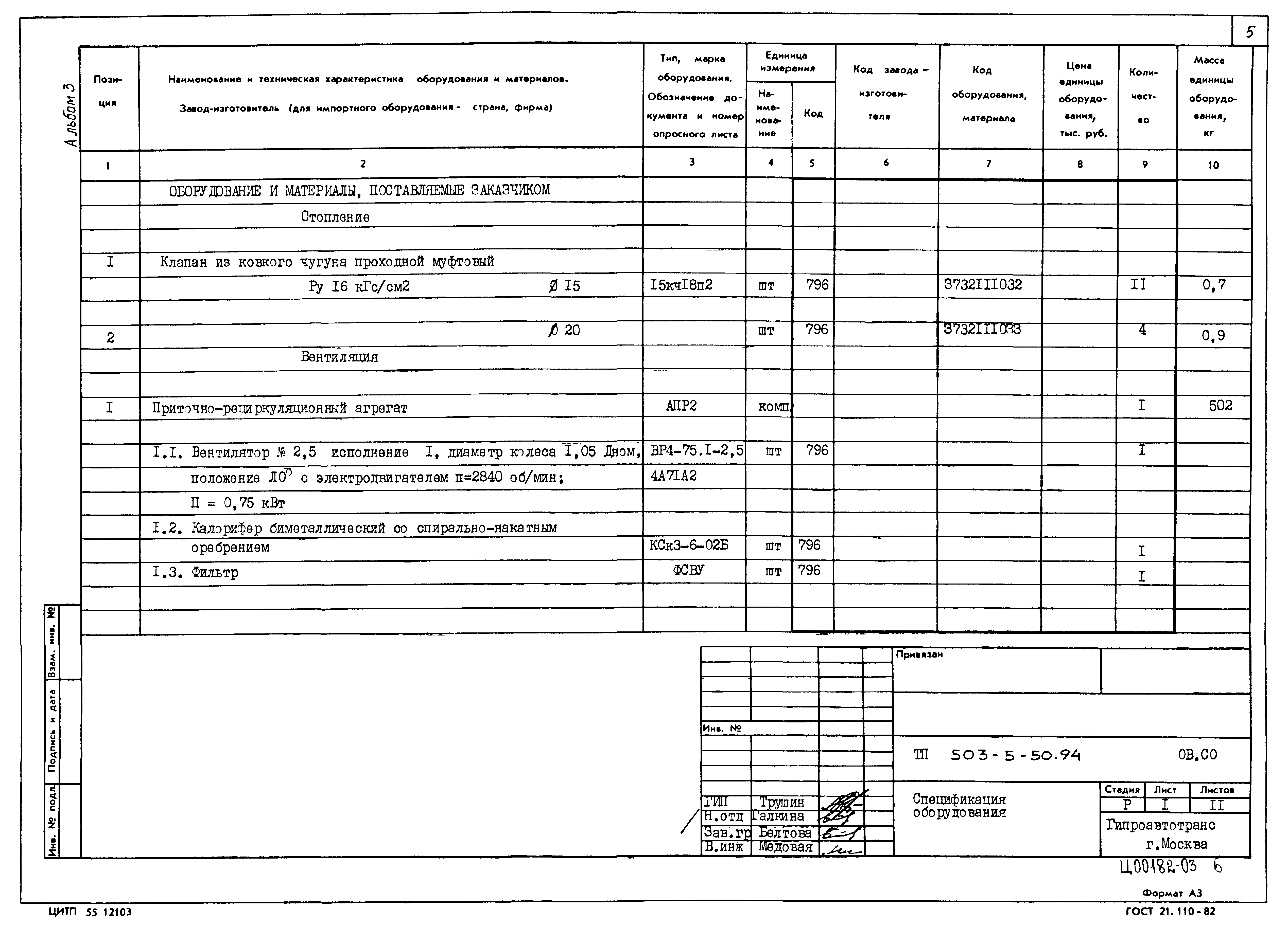 Типовой проект 503-5-50.94