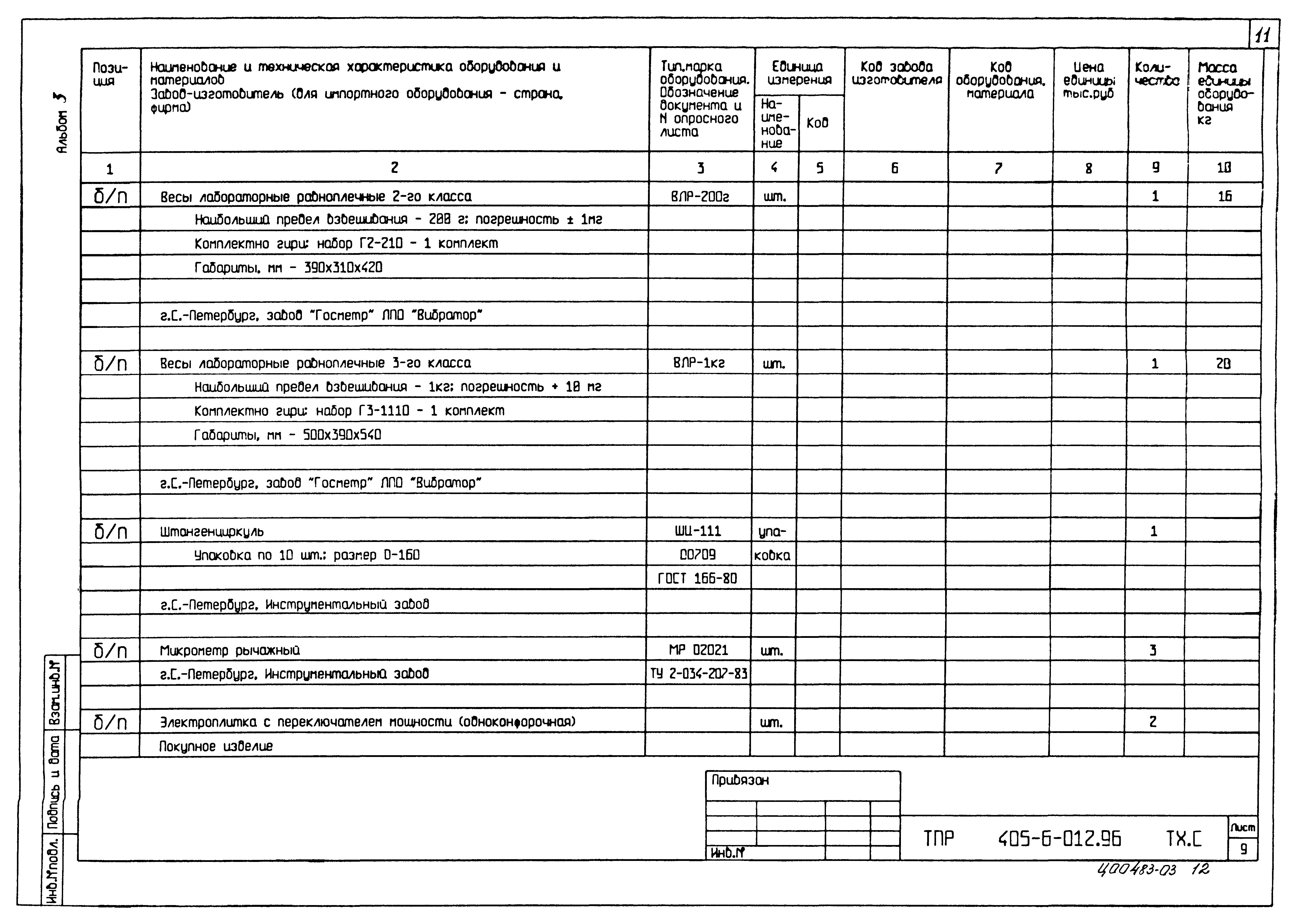 Типовые проектные решения 405-6-012.96