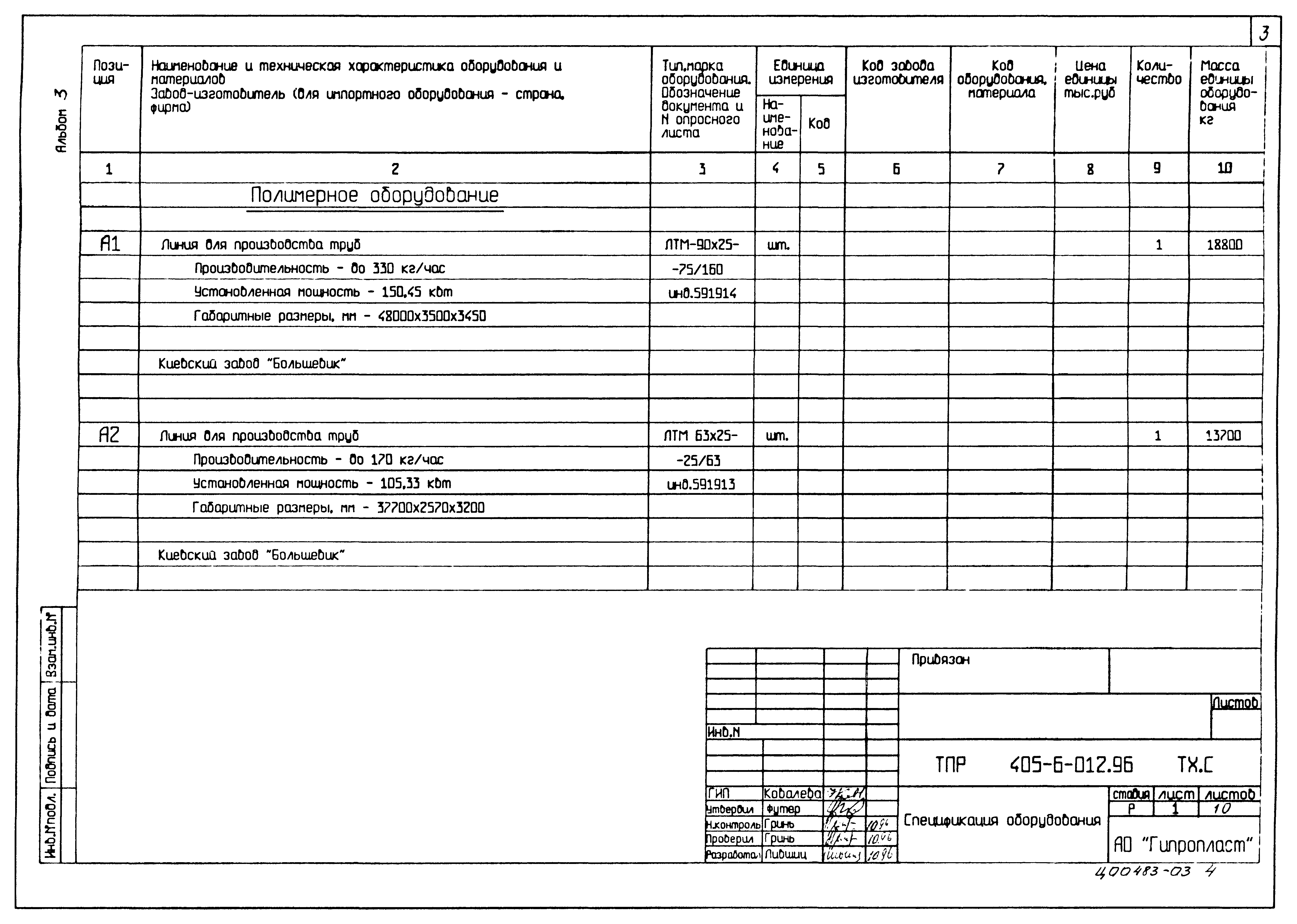 Типовые проектные решения 405-6-012.96