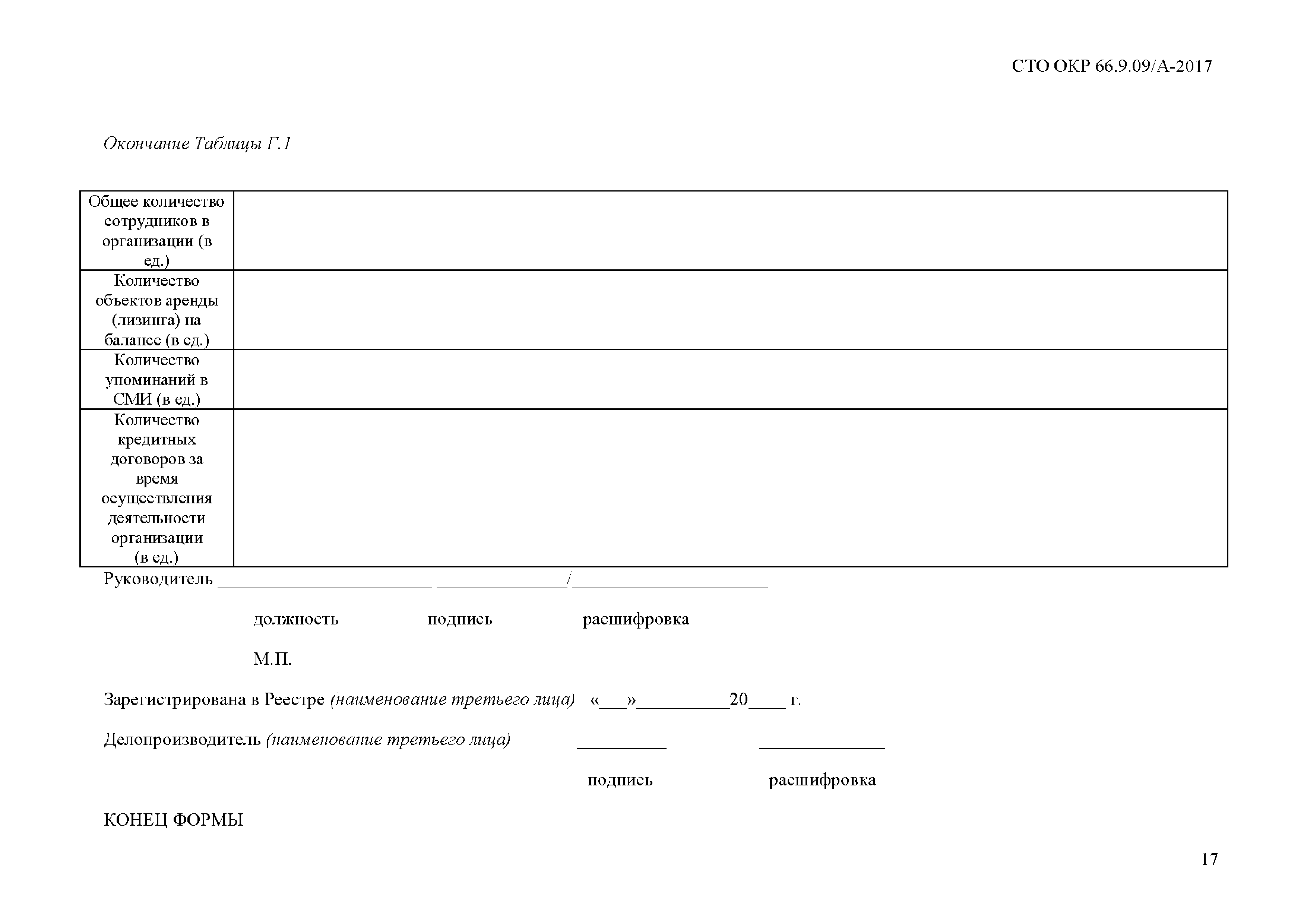 СТО ОКР 66.9.09/А-2017