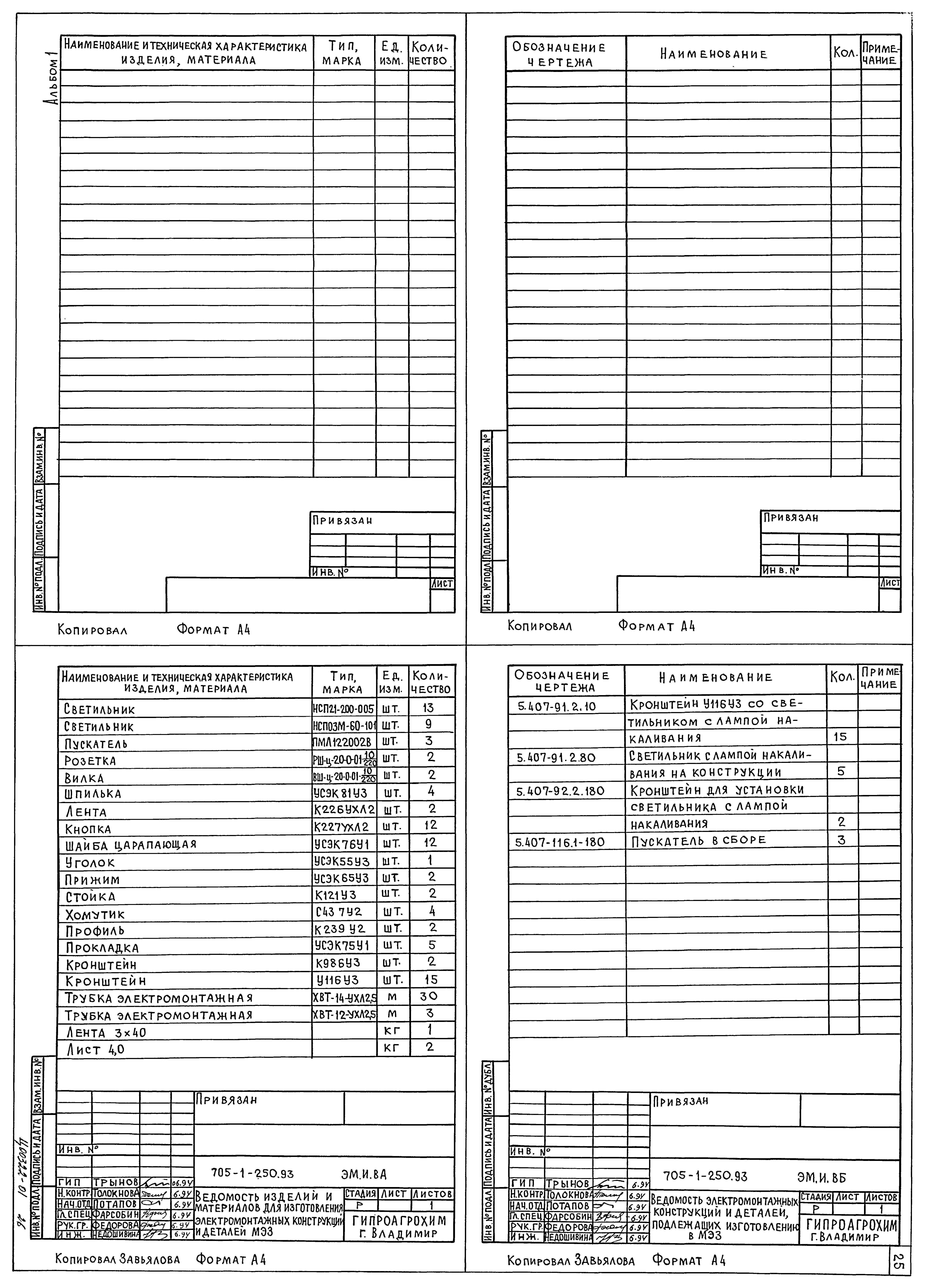 Типовой проект 705-1-250.93