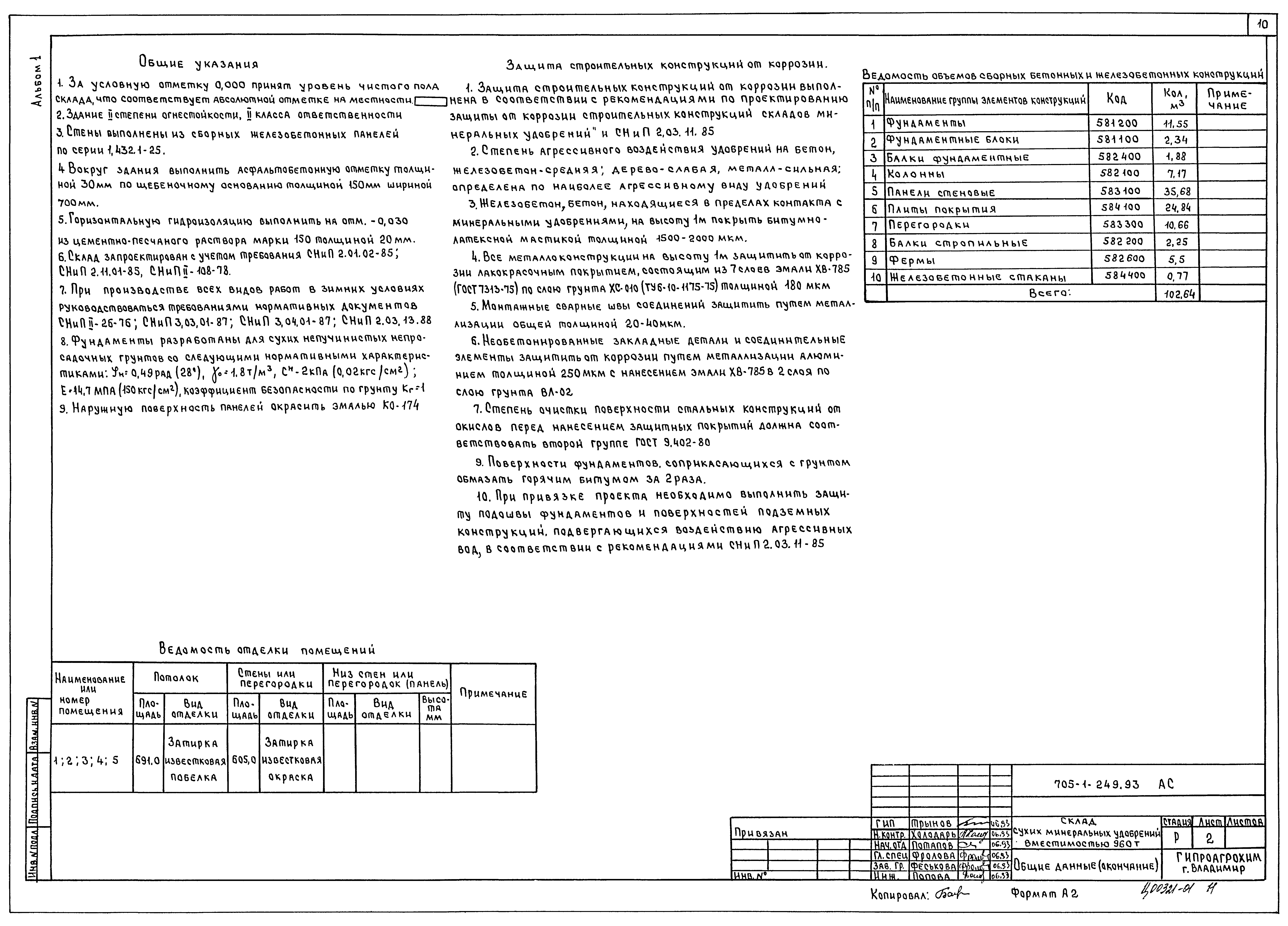 Типовой проект 705-1-249.93