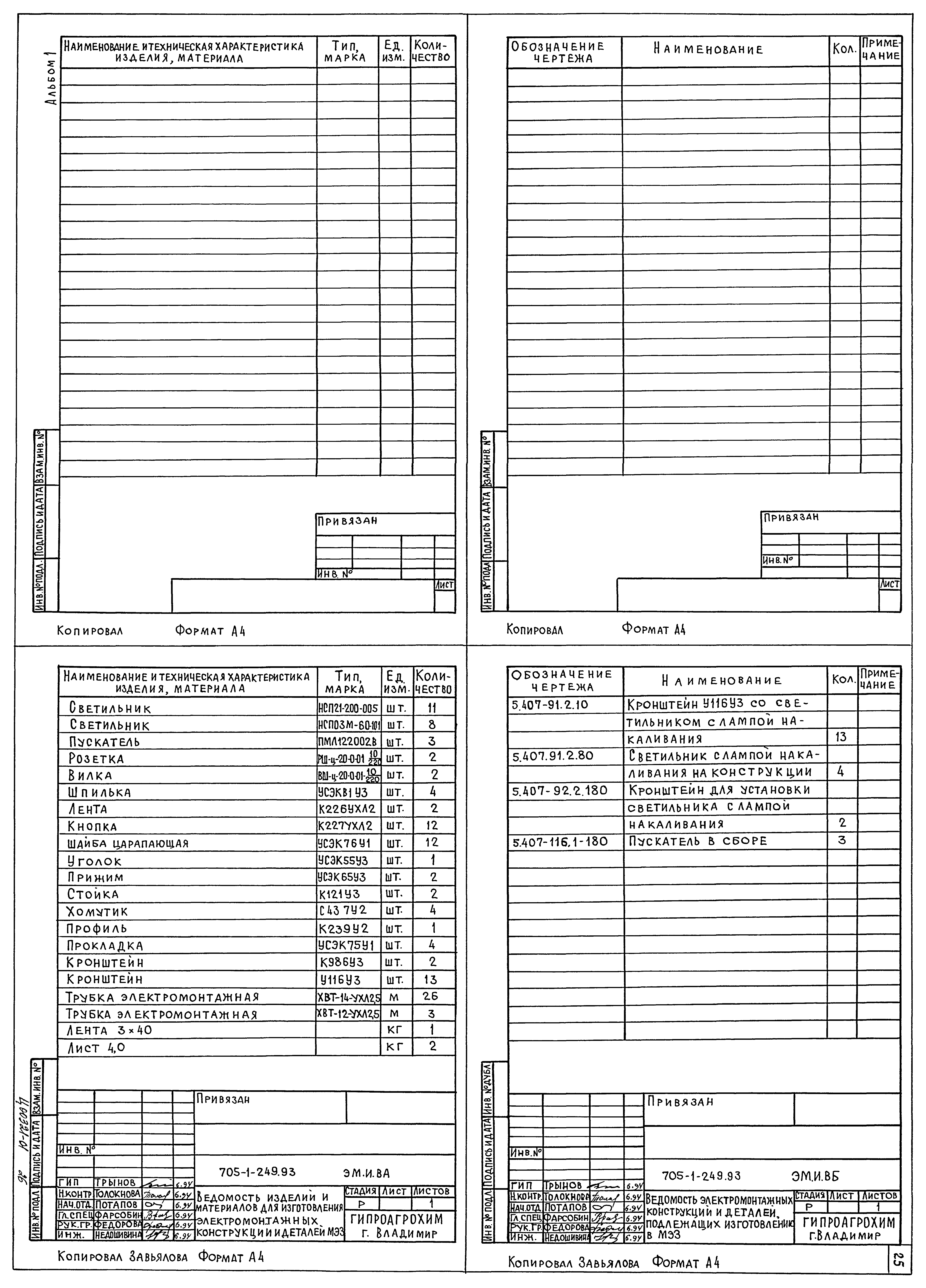Типовой проект 705-1-249.93