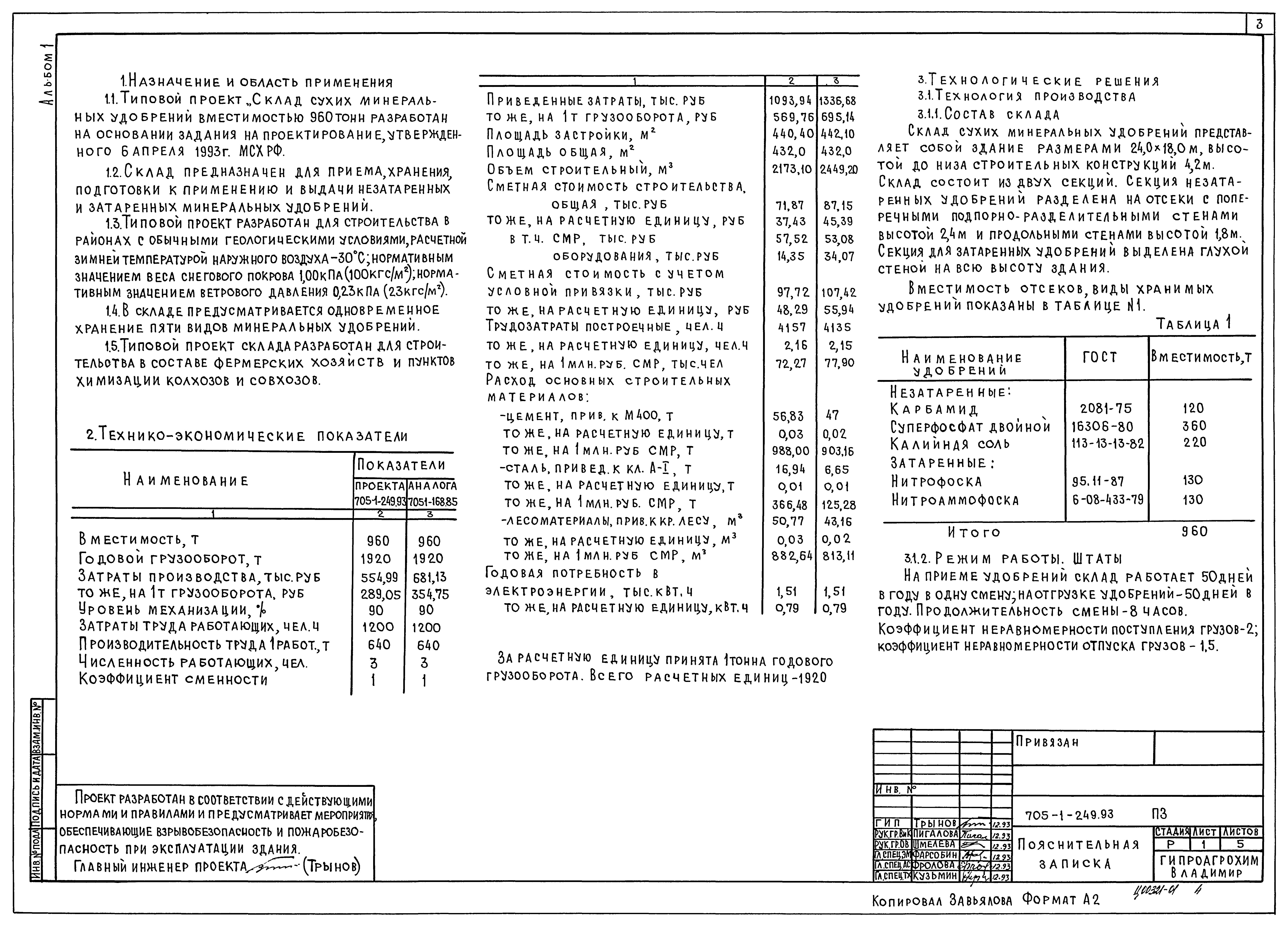 Типовой проект 705-1-249.93