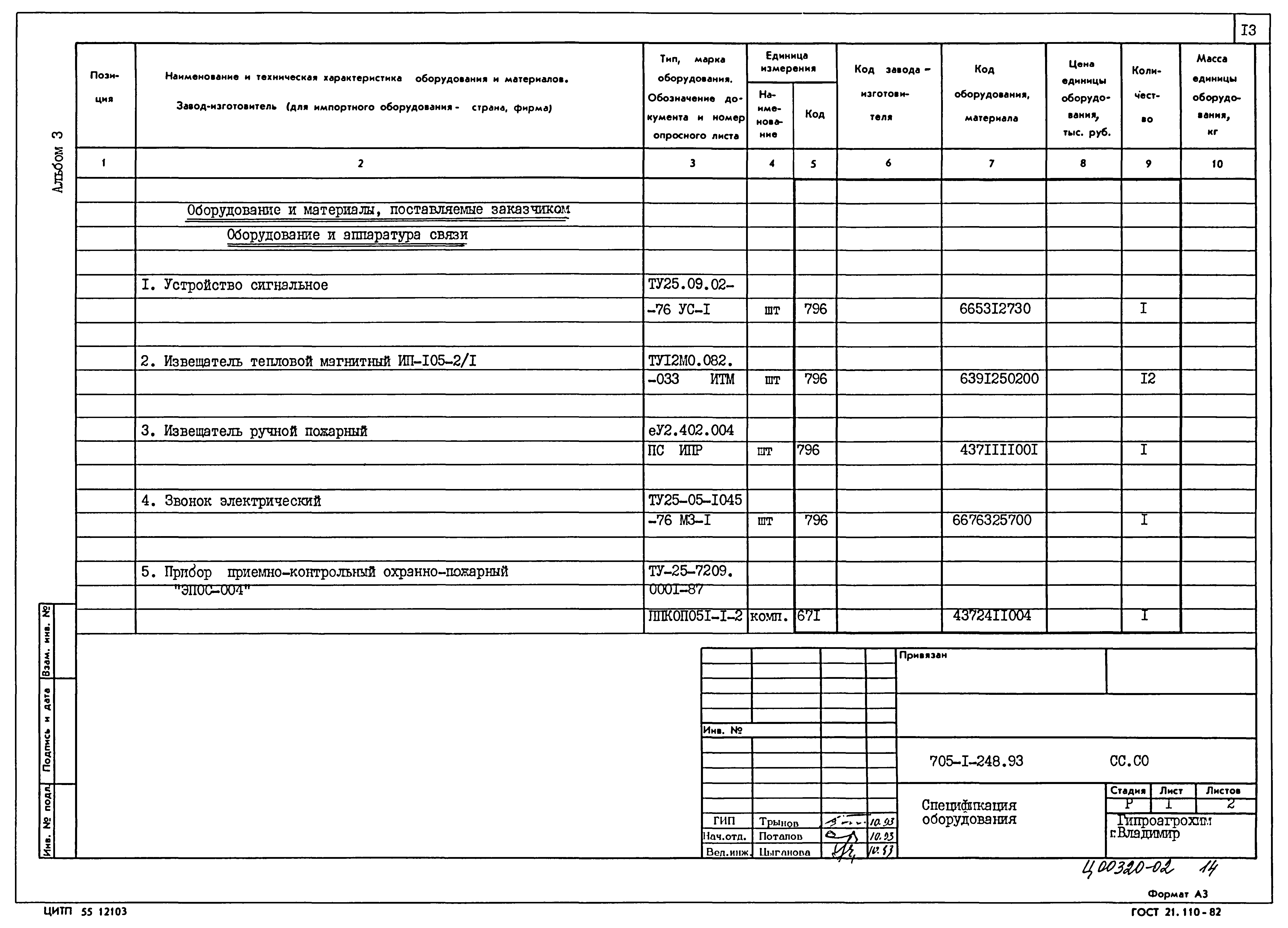Типовой проект 705-1-248.93