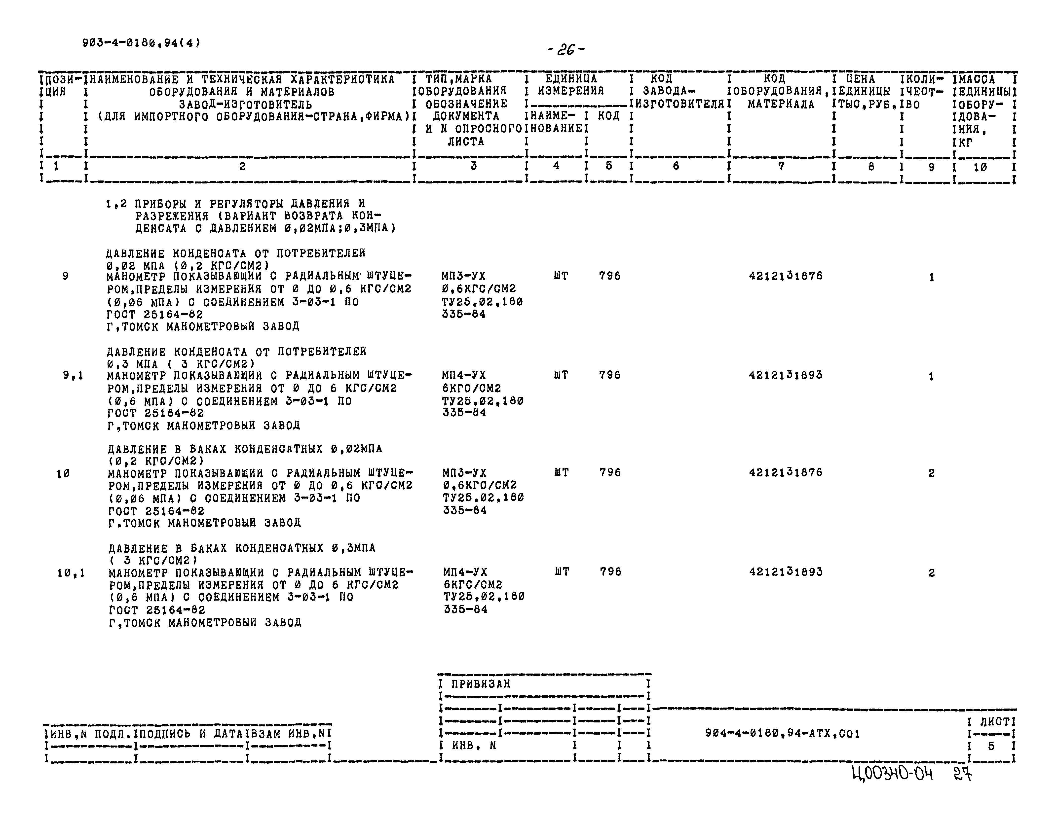 Типовые проектные решения 903-4-0180.94
