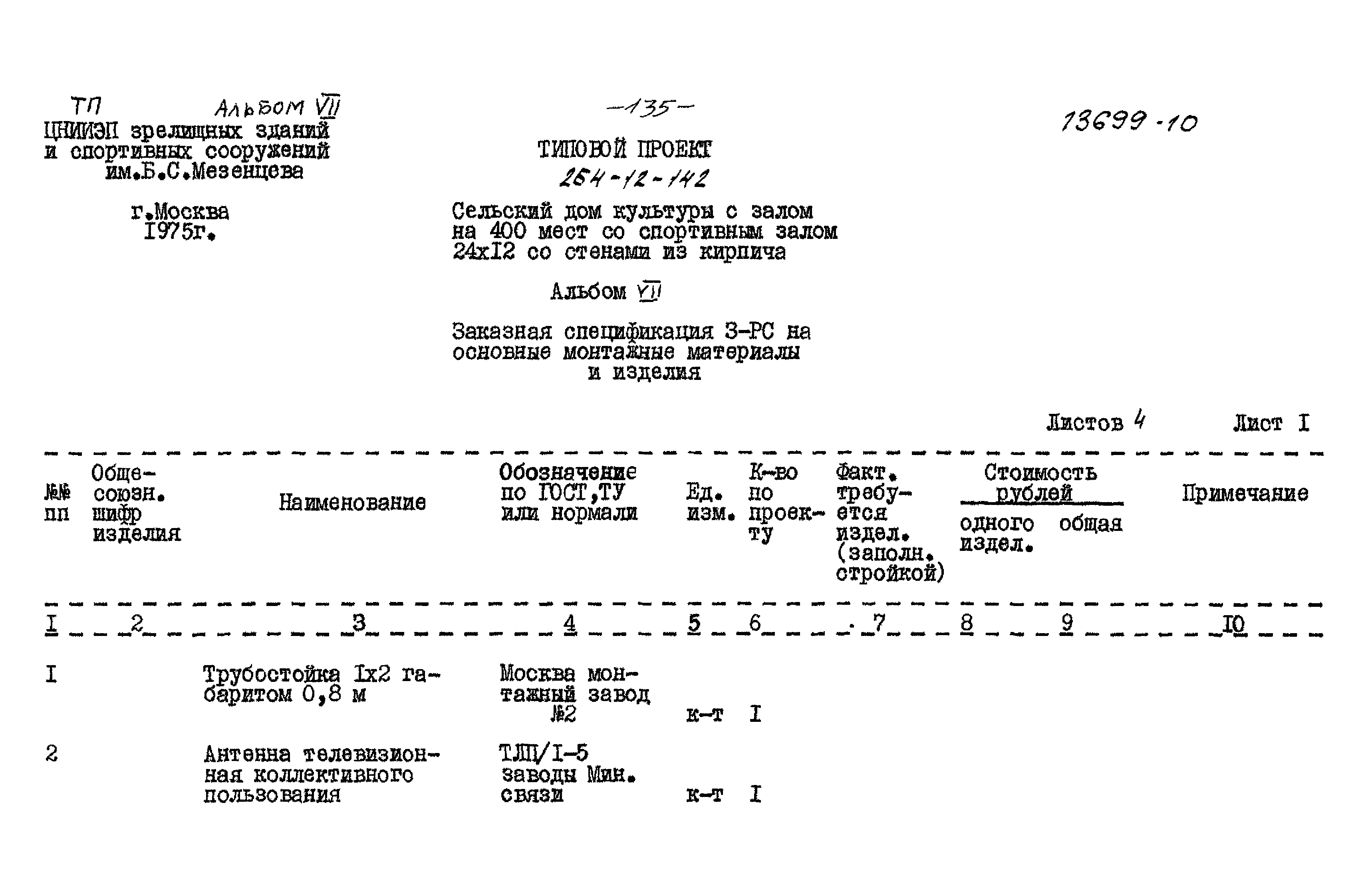 Типовой проект 264-12-142