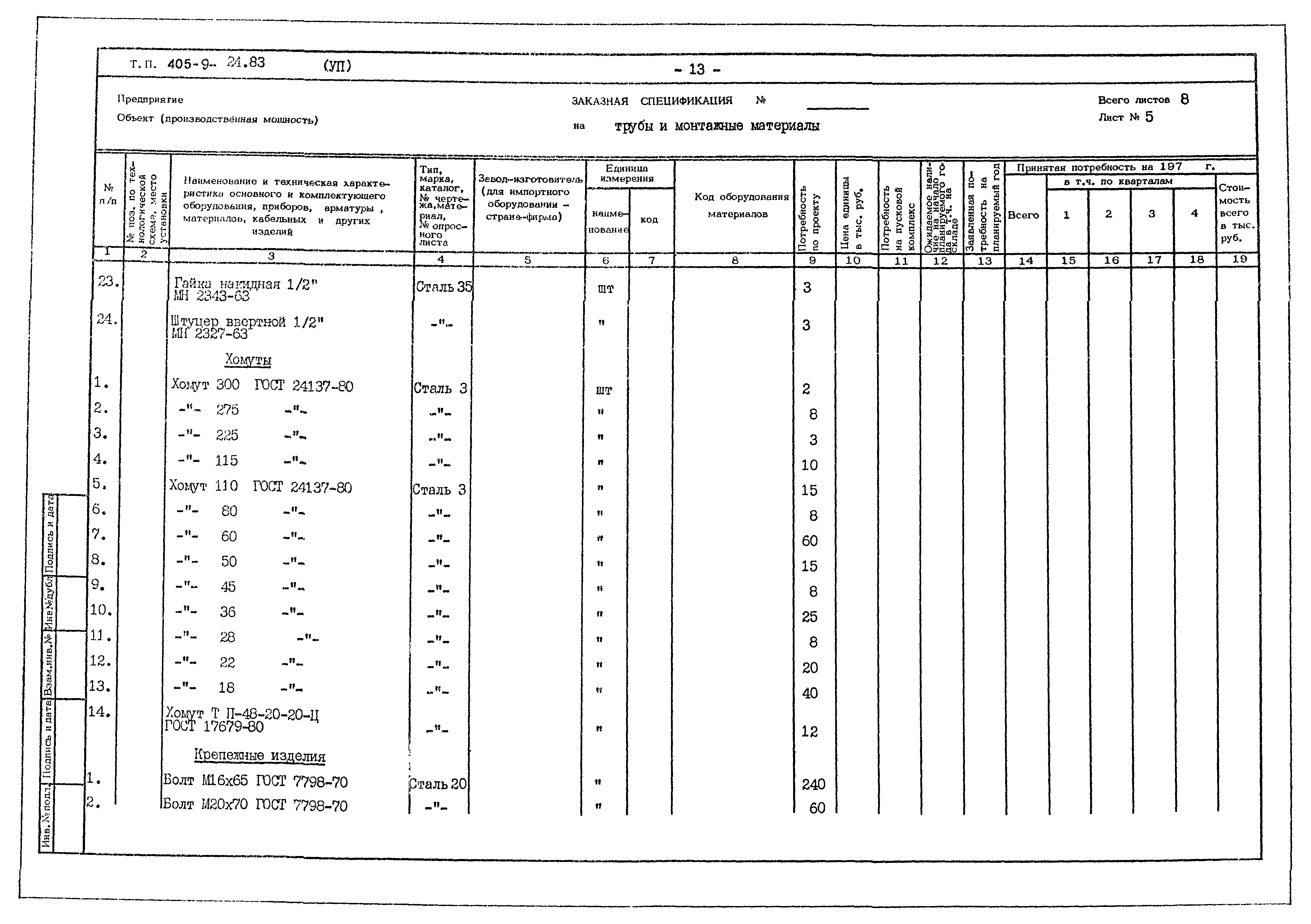 Типовой проект 405-9-24.83