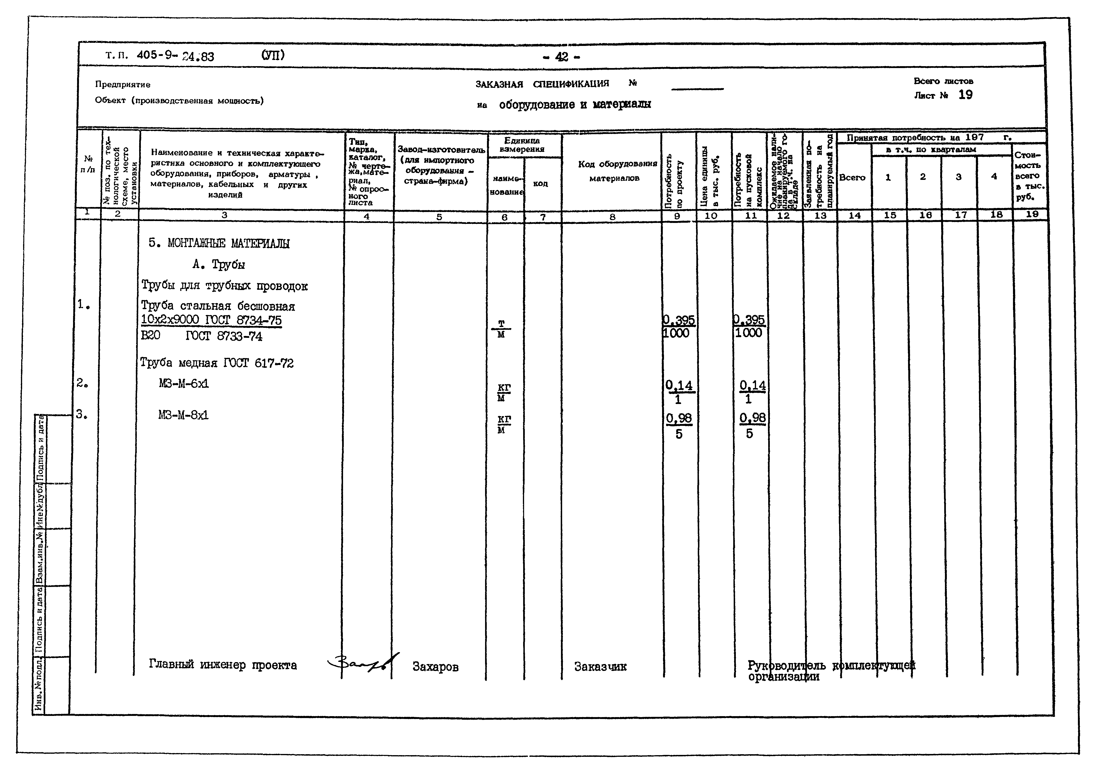 Типовой проект 405-9-24.83