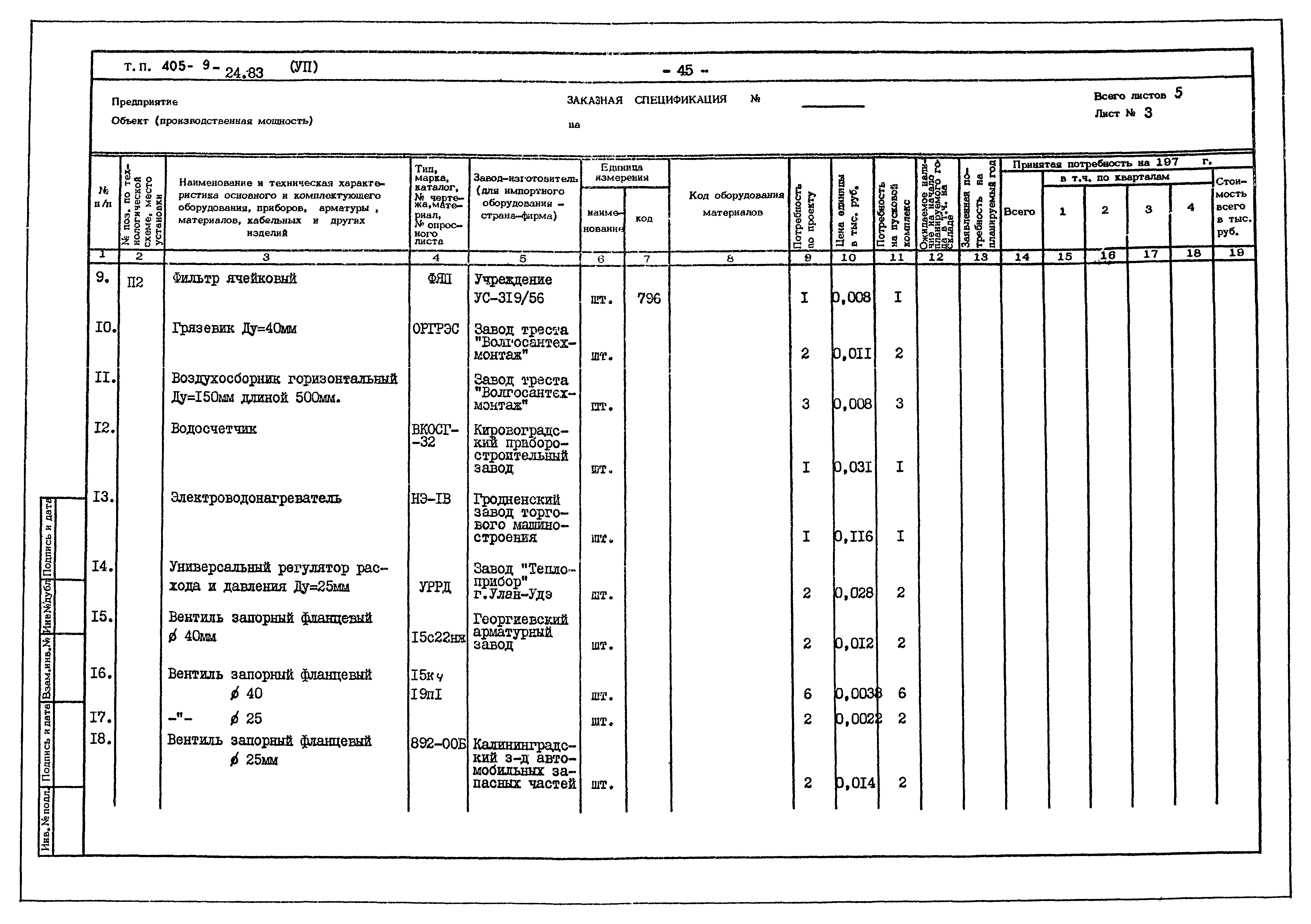 Типовой проект 405-9-24.83