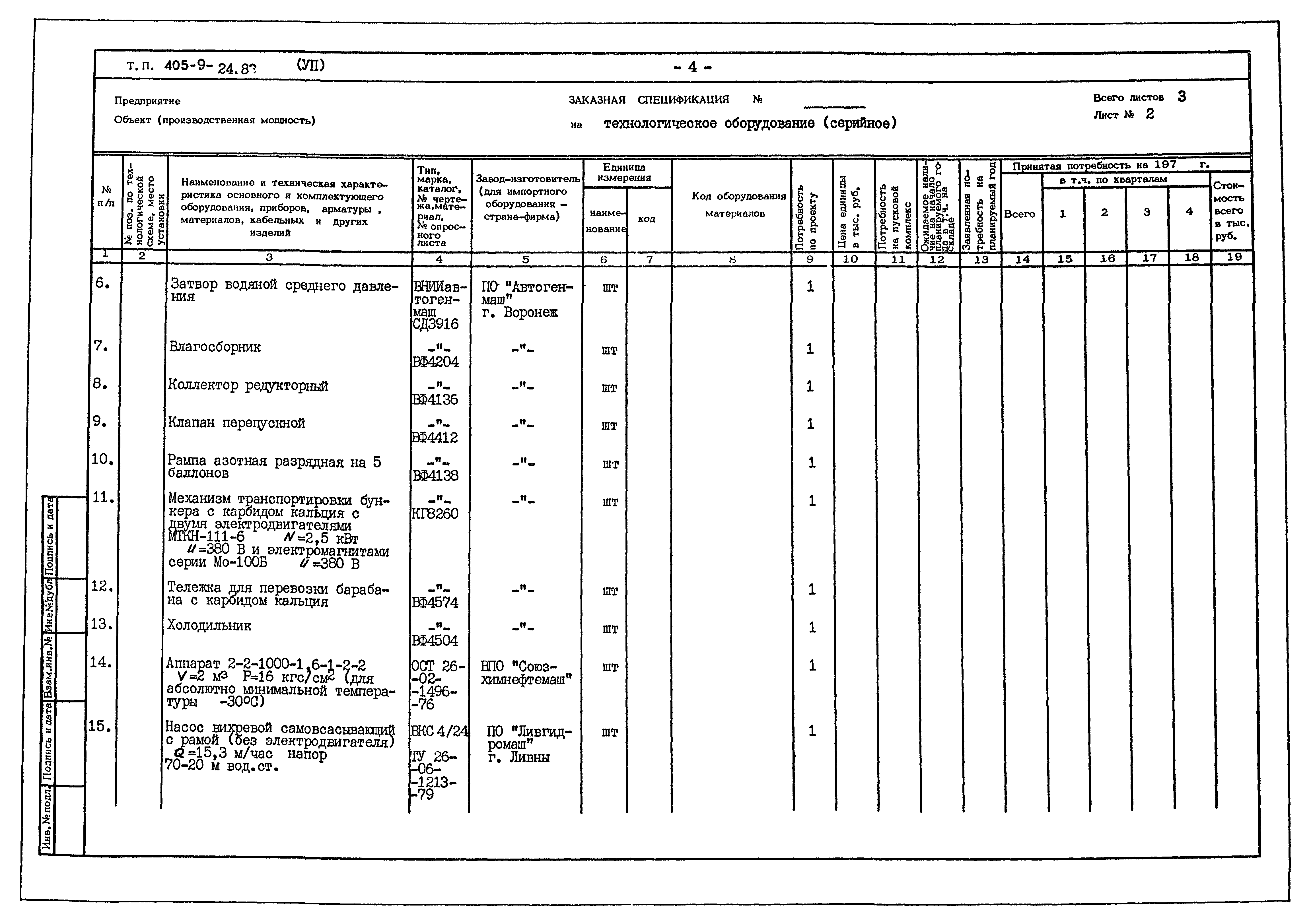 Типовой проект 405-9-24.83