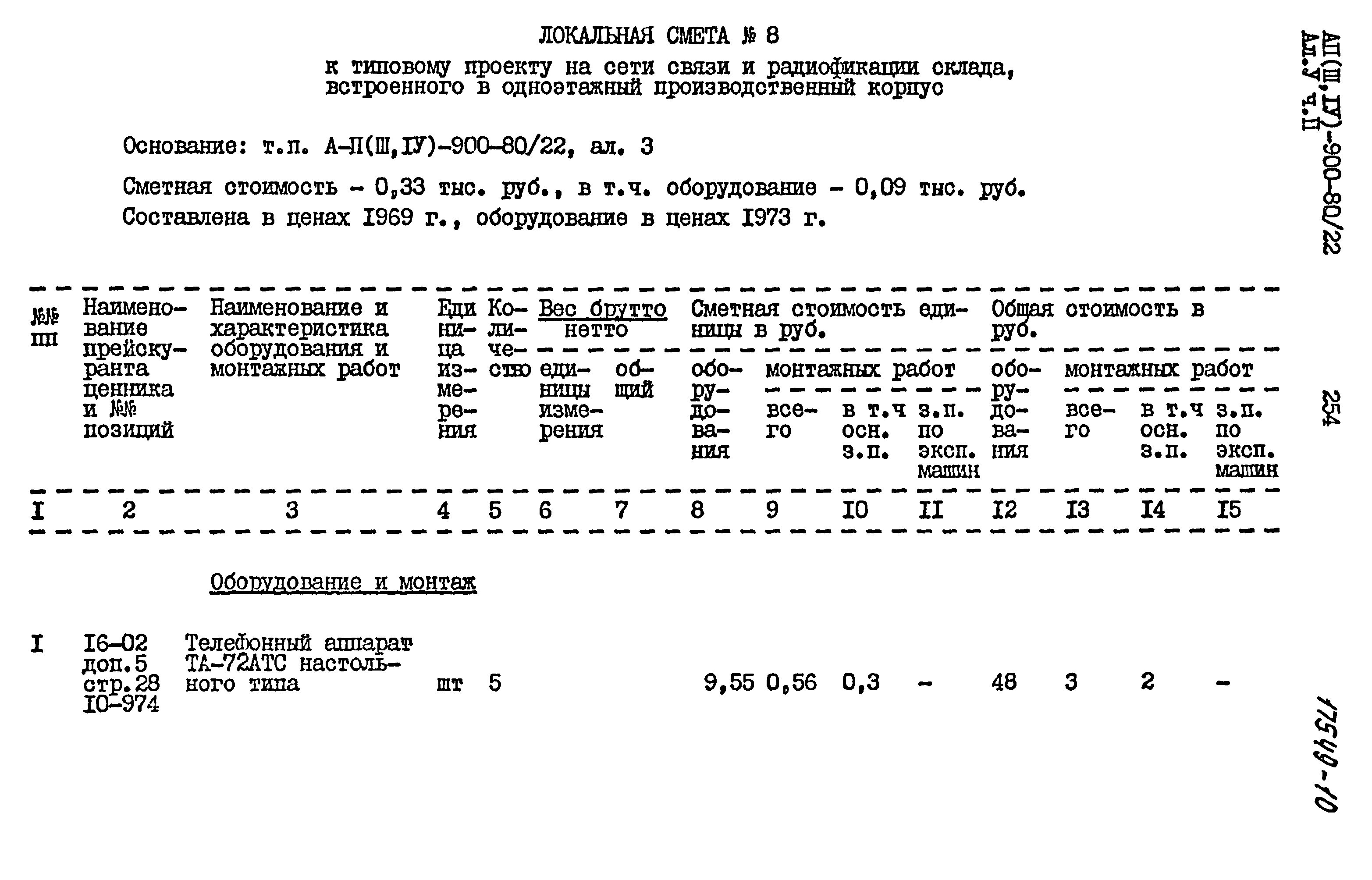 Типовой проект А-II,III,IV-900-80/22