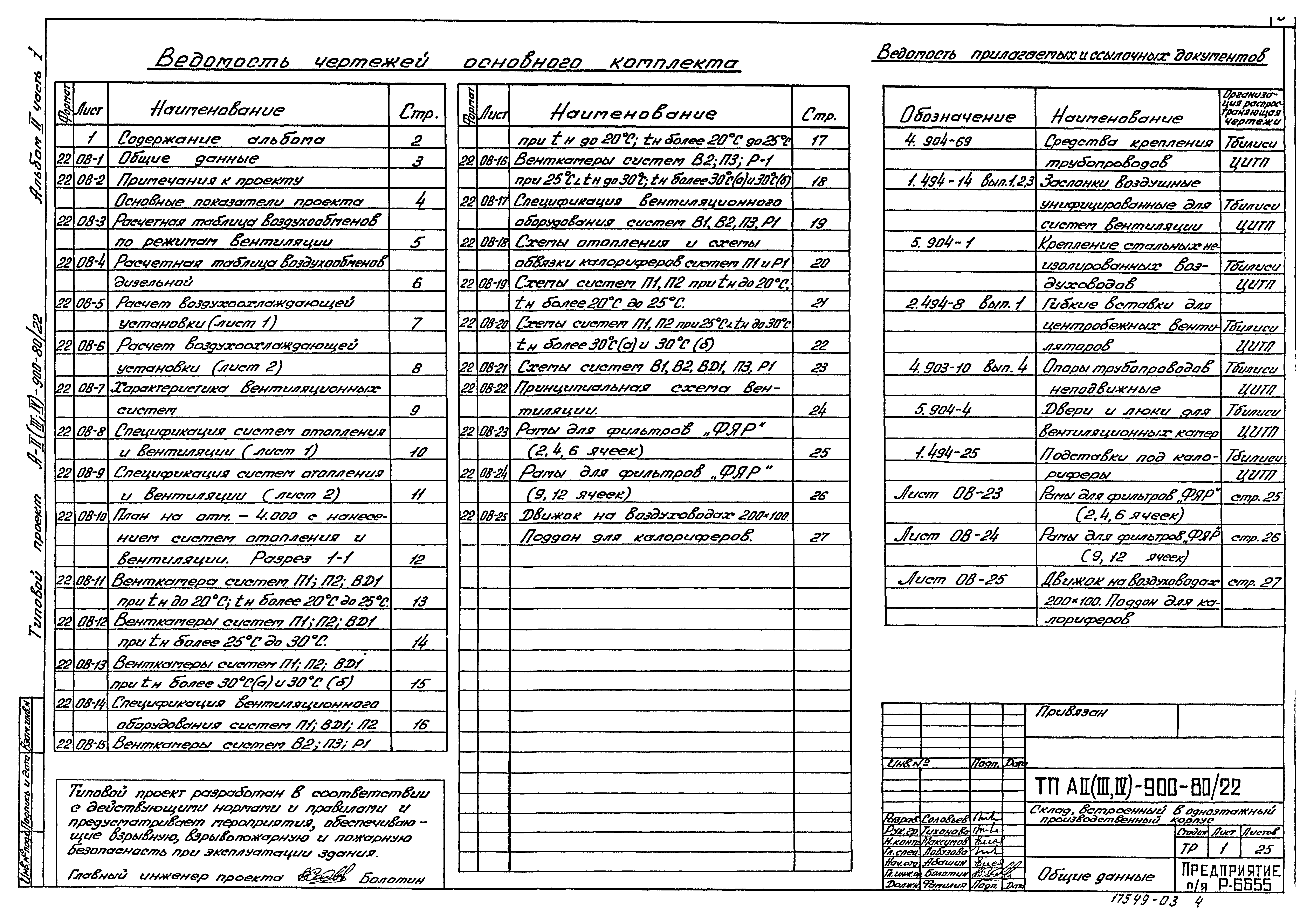 Типовой проект А-II,III,IV-900-80/22