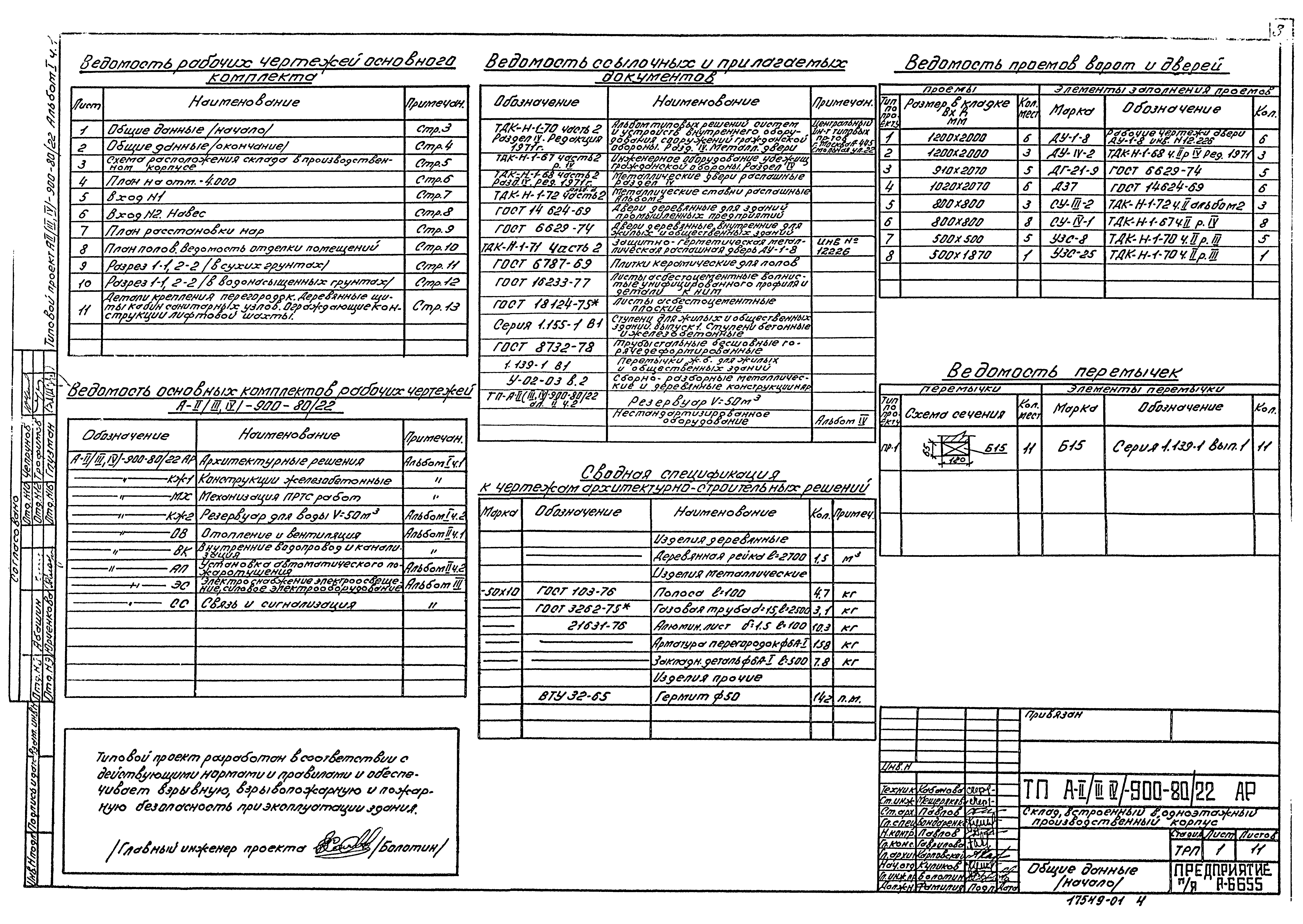 Типовой проект А-II,III,IV-900-80/22