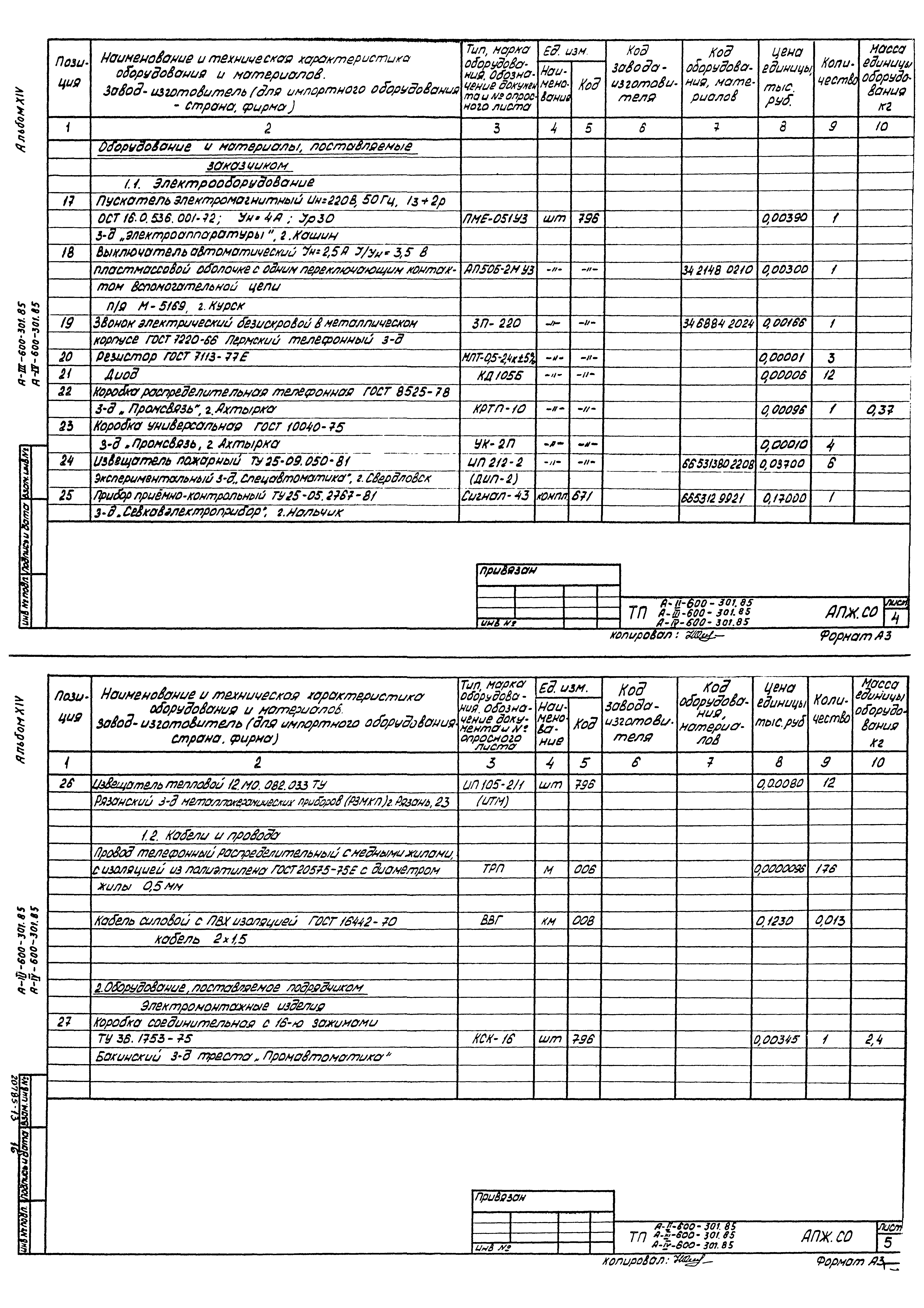 Типовой проект А-II,III,IV-600-301.85