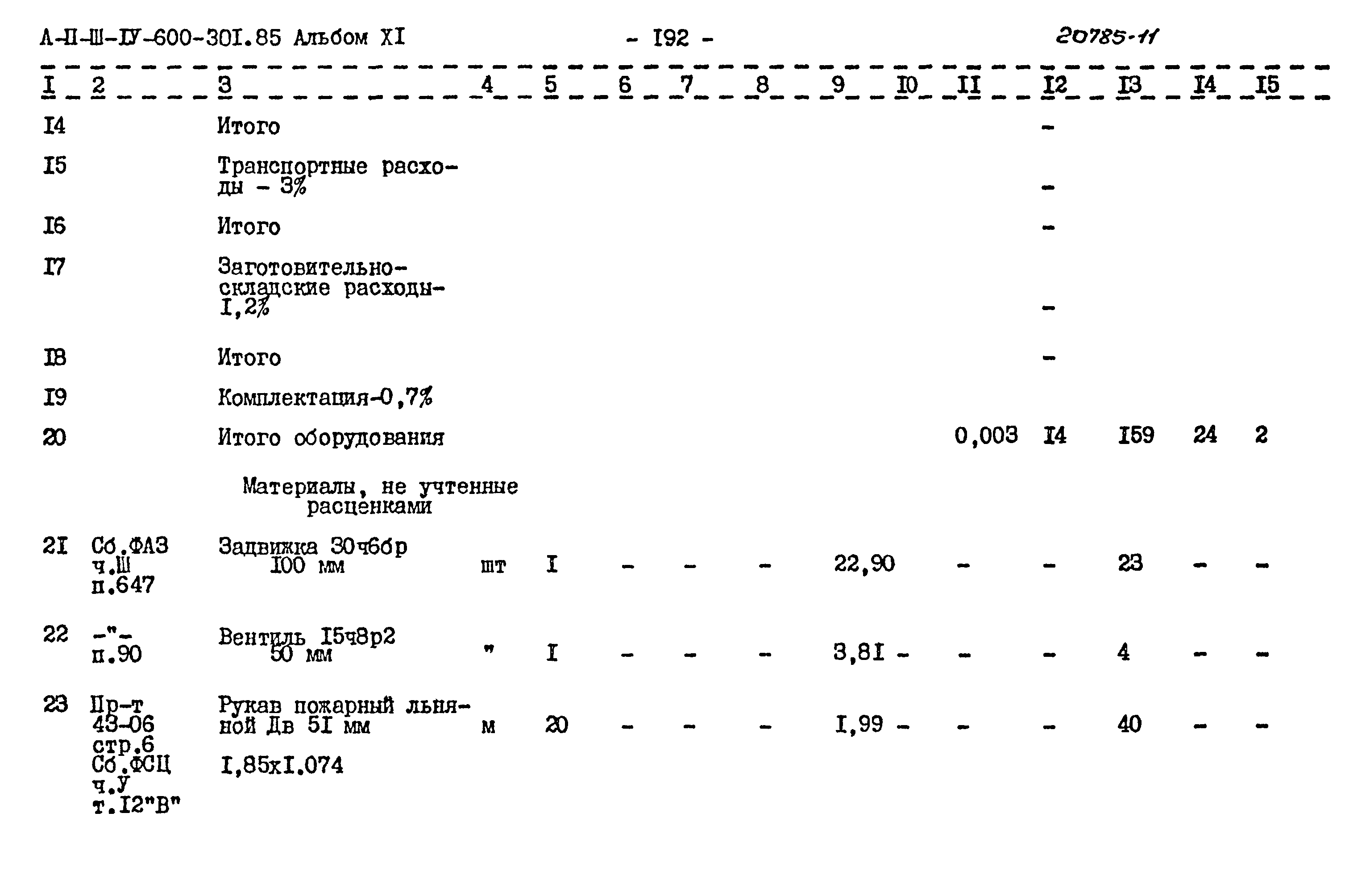 Типовой проект А-II,III,IV-600-301.85