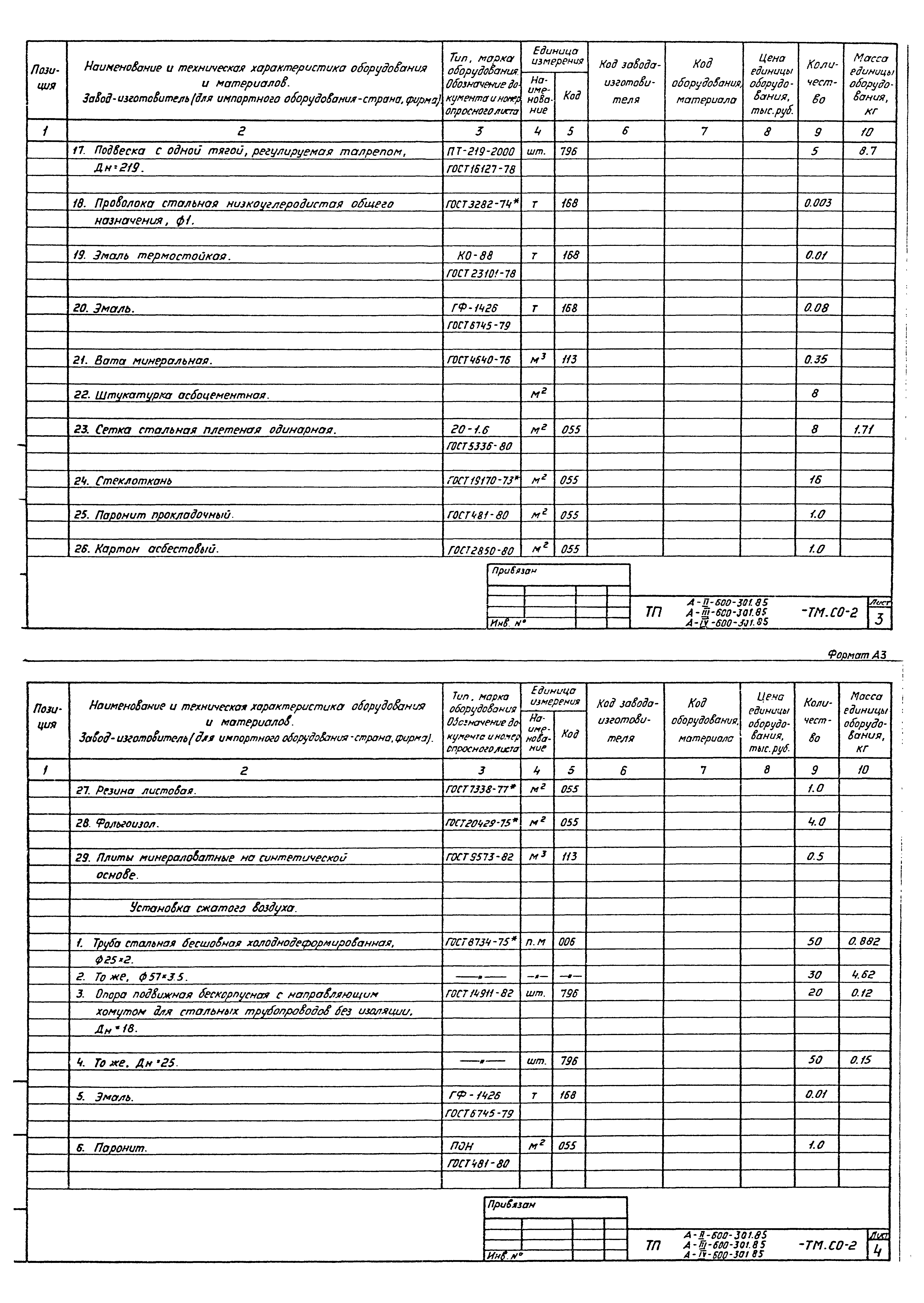 Типовой проект А-II,III,IV-600-301.85