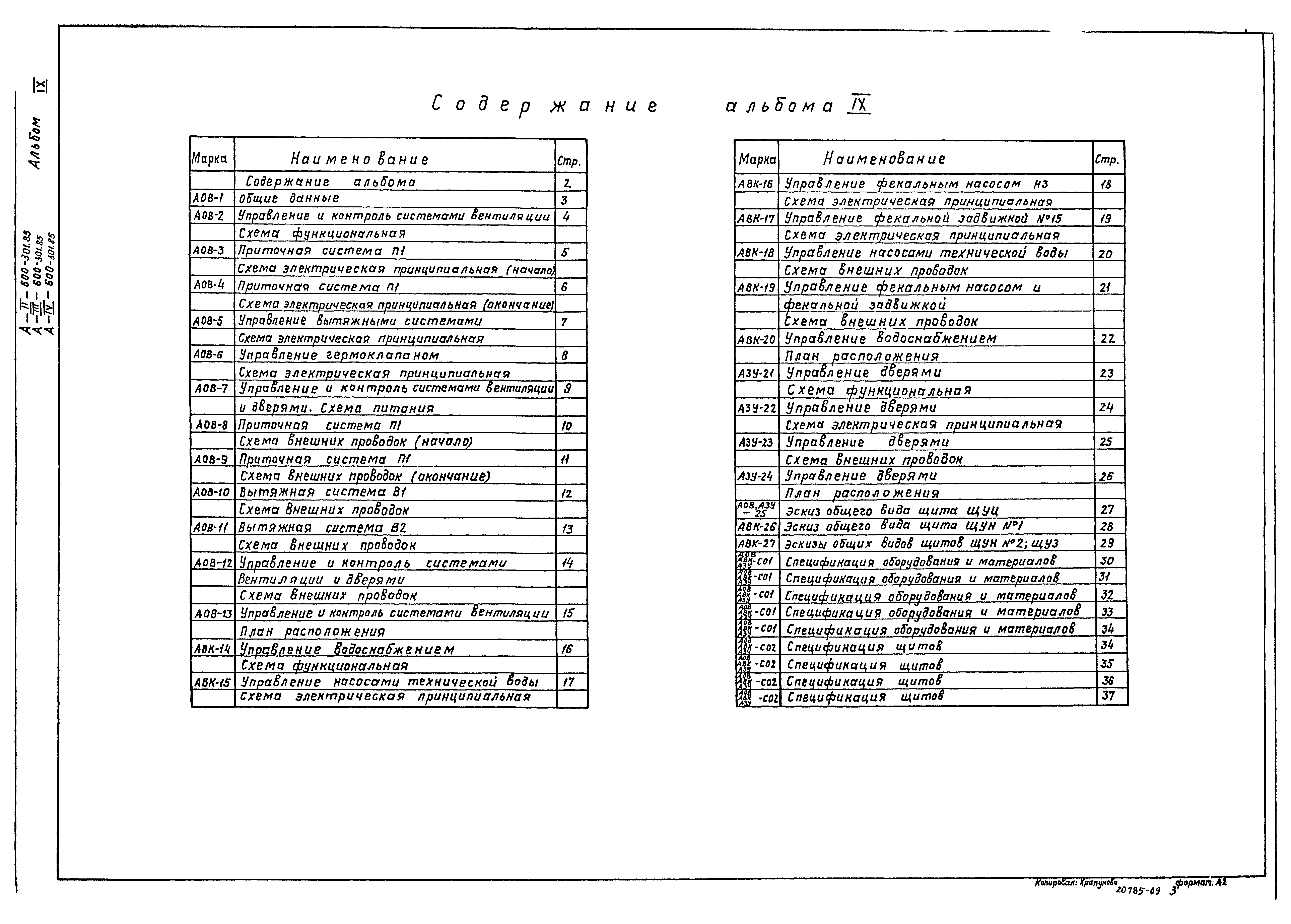 Типовой проект А-II,III,IV-600-301.85