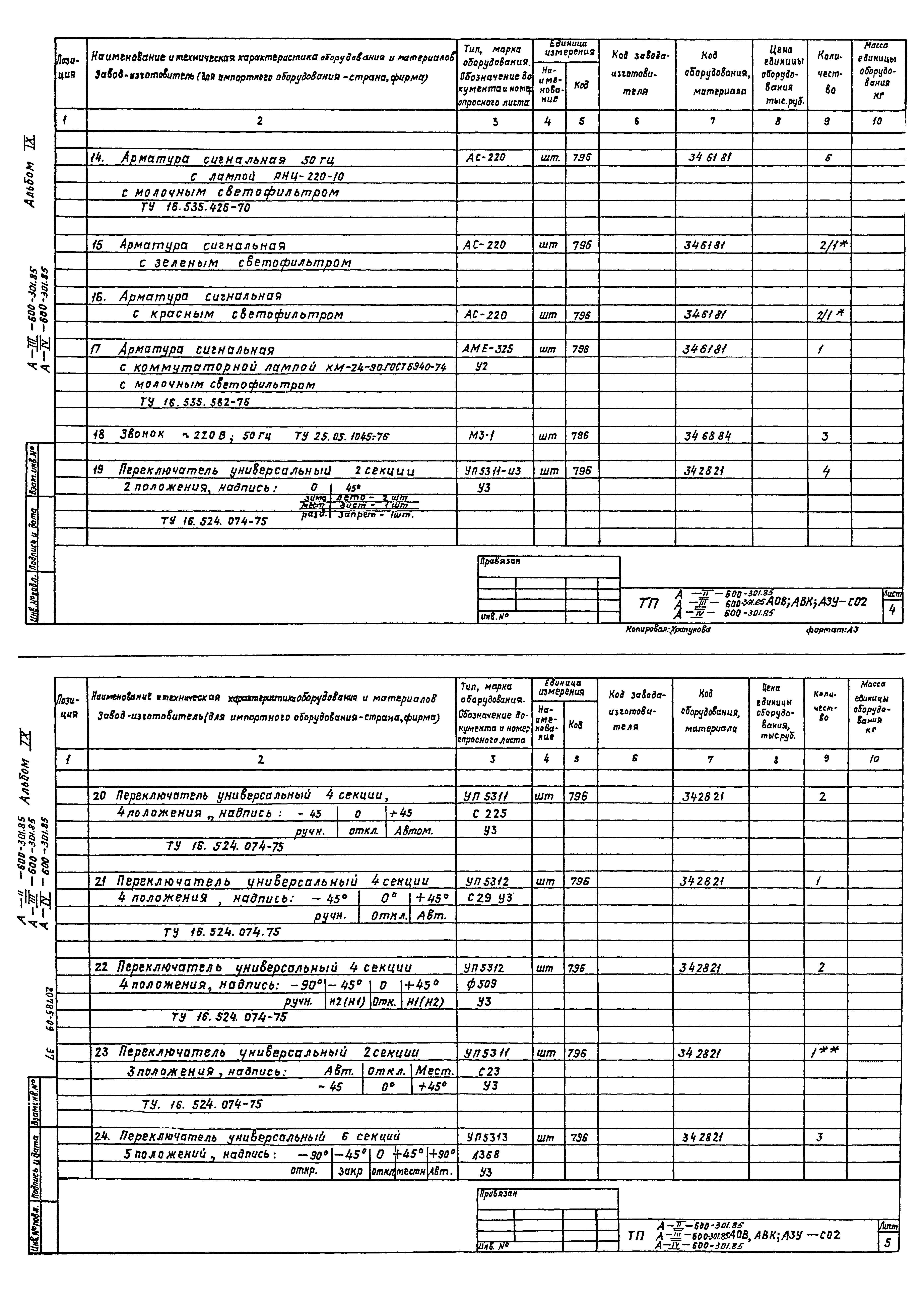 Типовой проект А-II,III,IV-600-301.85