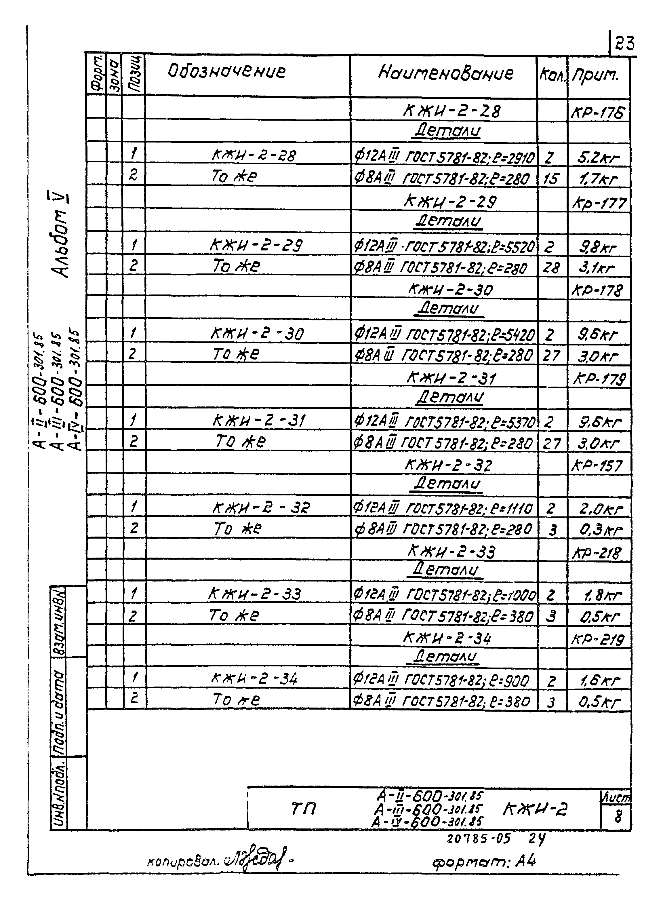 Типовой проект А-II,III,IV-600-301.85