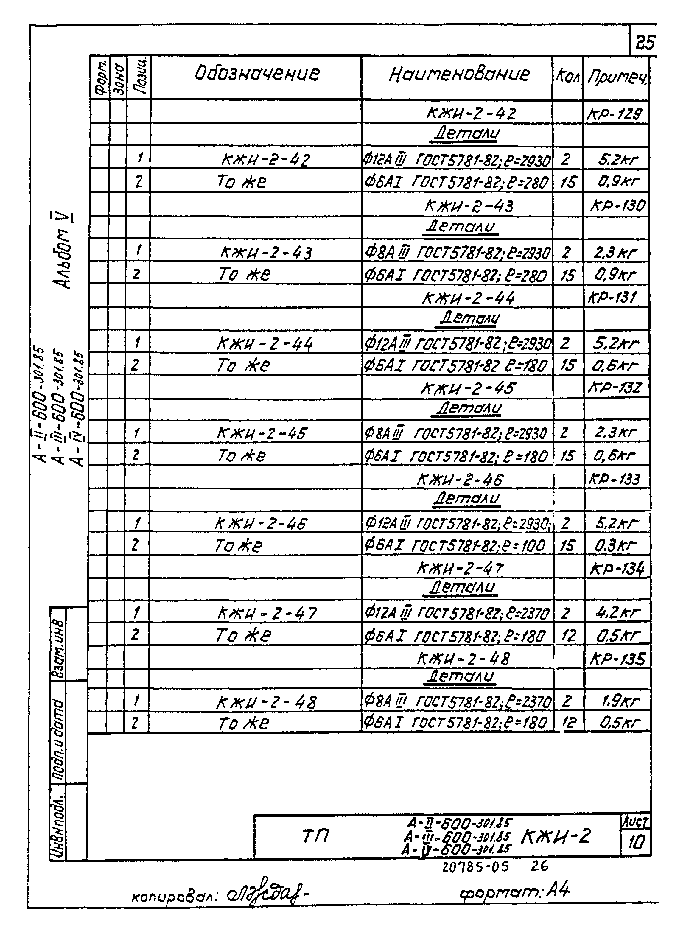 Типовой проект А-II,III,IV-600-301.85