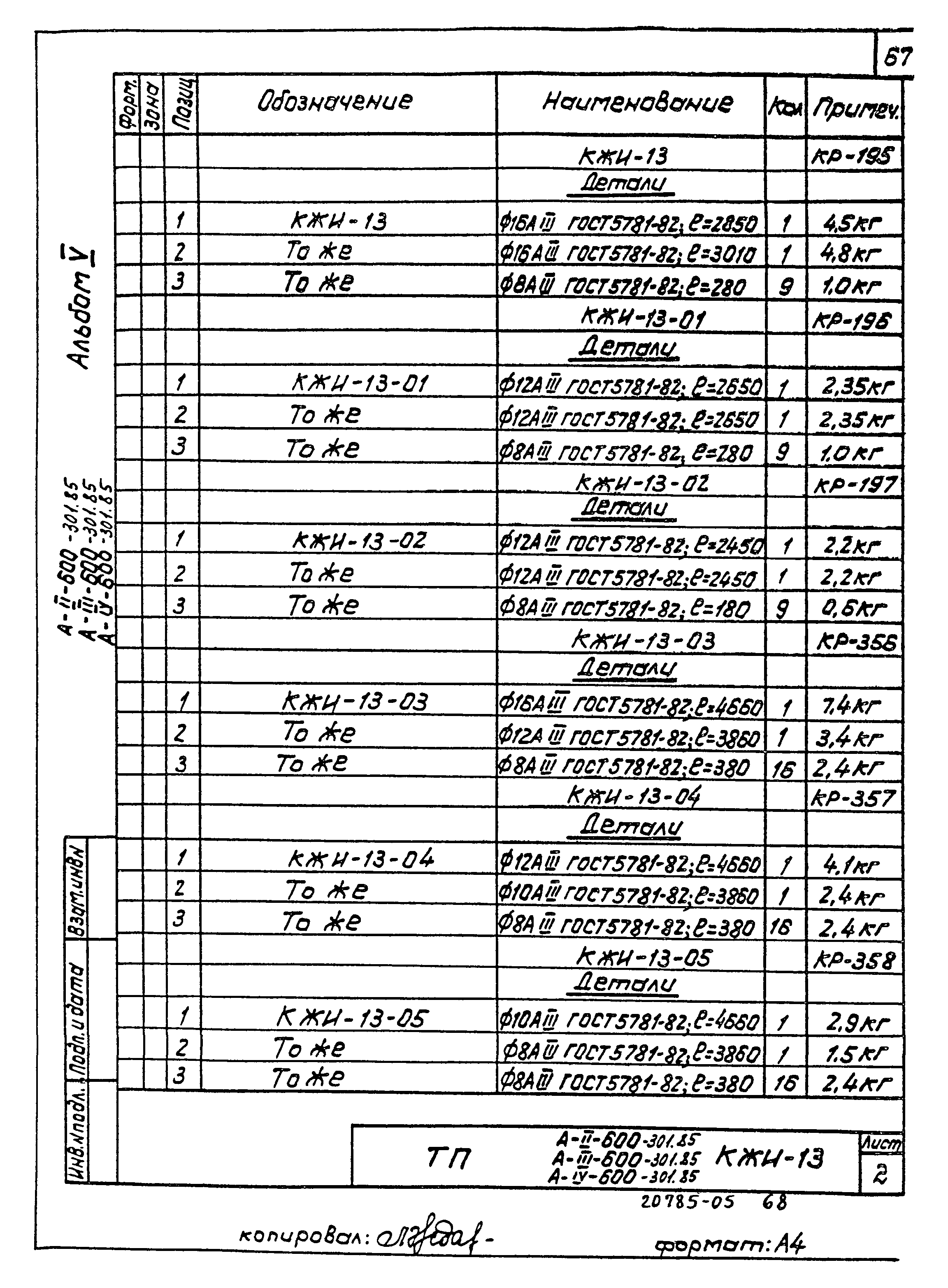 Типовой проект А-II,III,IV-600-301.85
