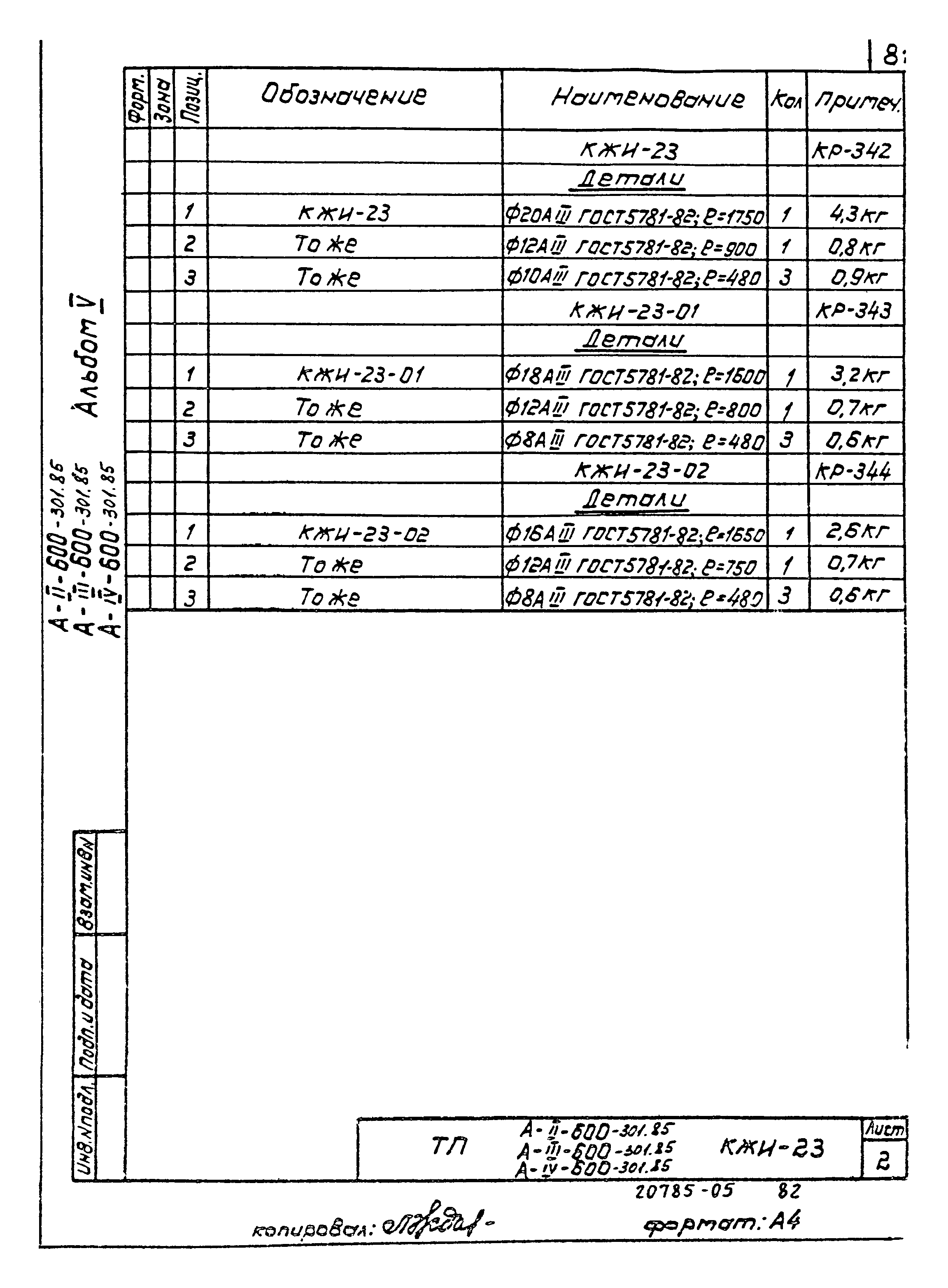 Типовой проект А-II,III,IV-600-301.85