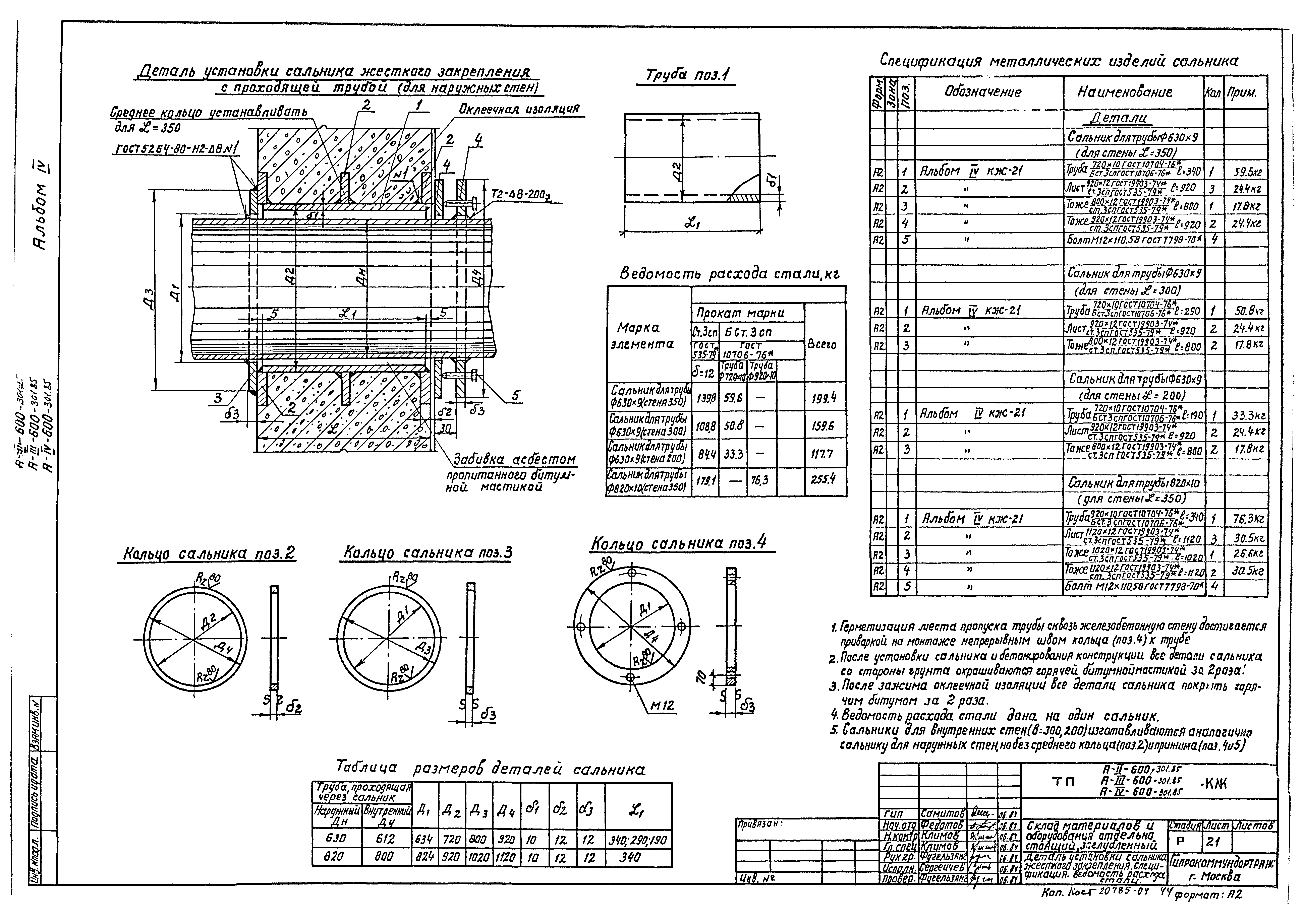 Типовой проект А-II,III,IV-600-301.85