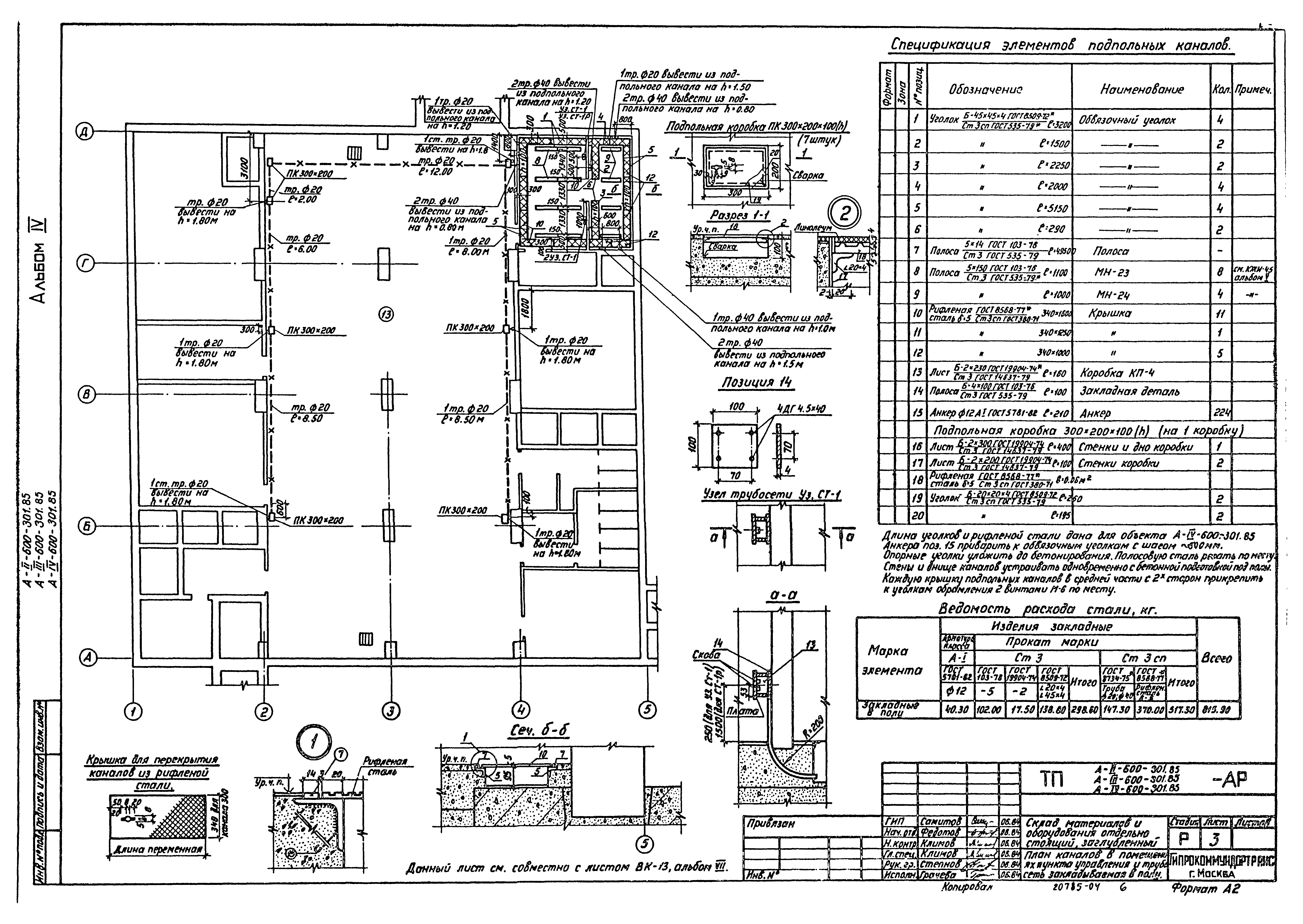 Типовой проект А-II,III,IV-600-301.85