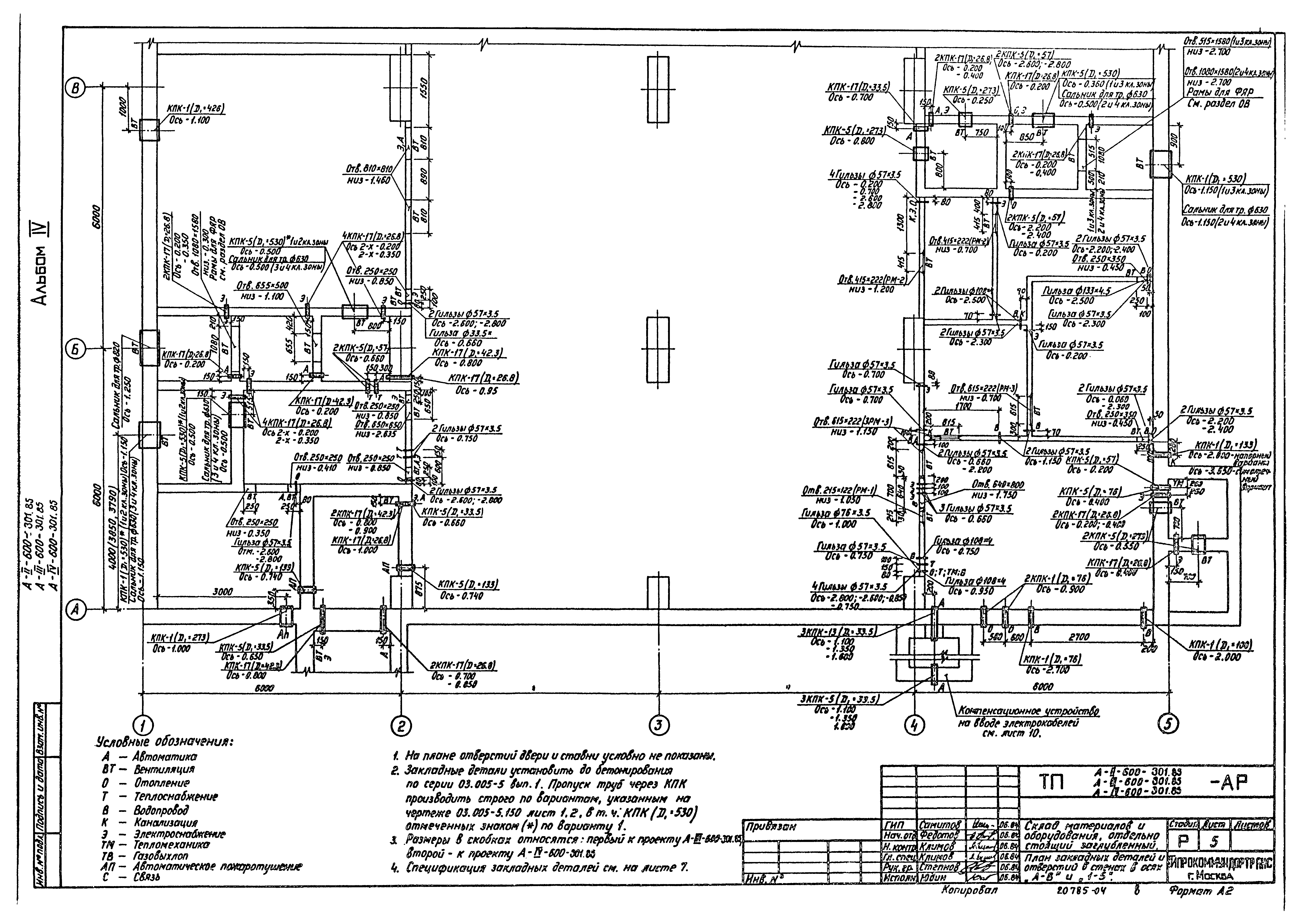 Типовой проект А-II,III,IV-600-301.85
