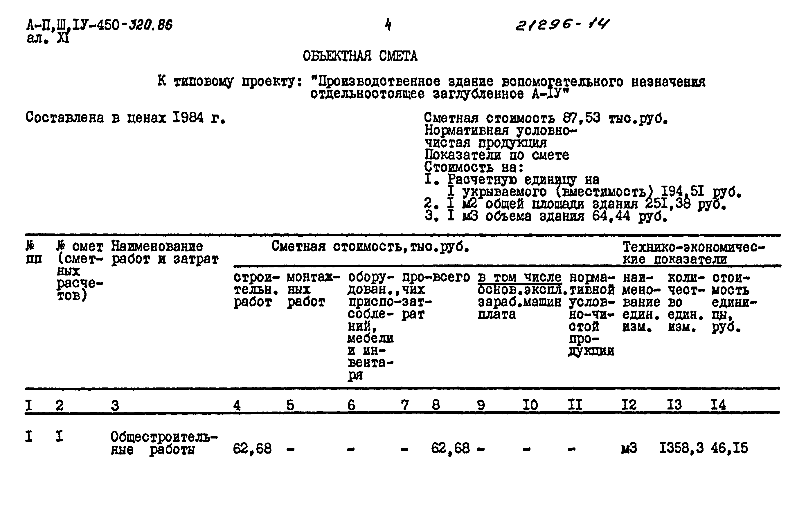 Типовой проект А-II,III,IV-450-320.86