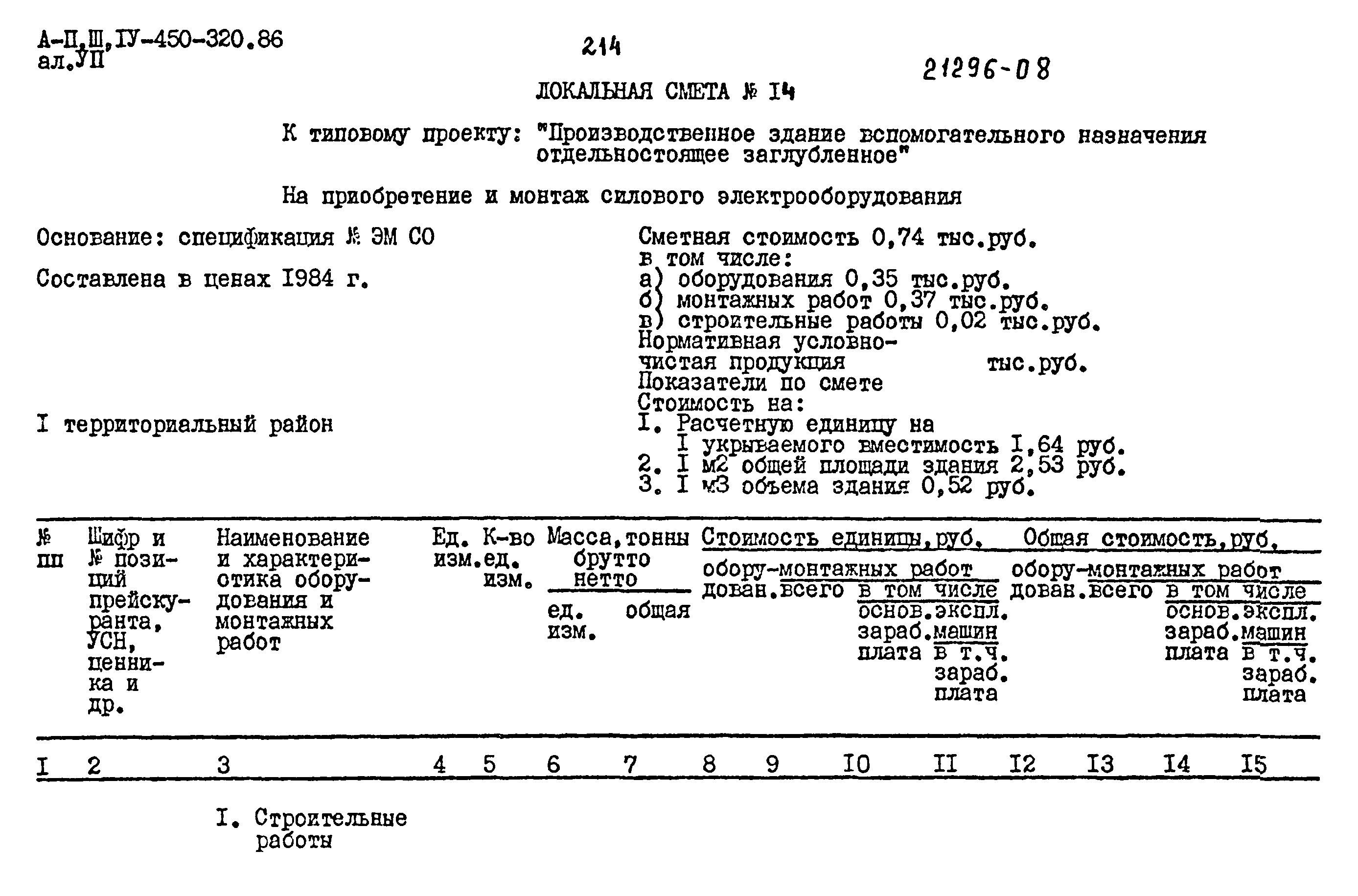 Типовой проект А-II,III,IV-450-320.86