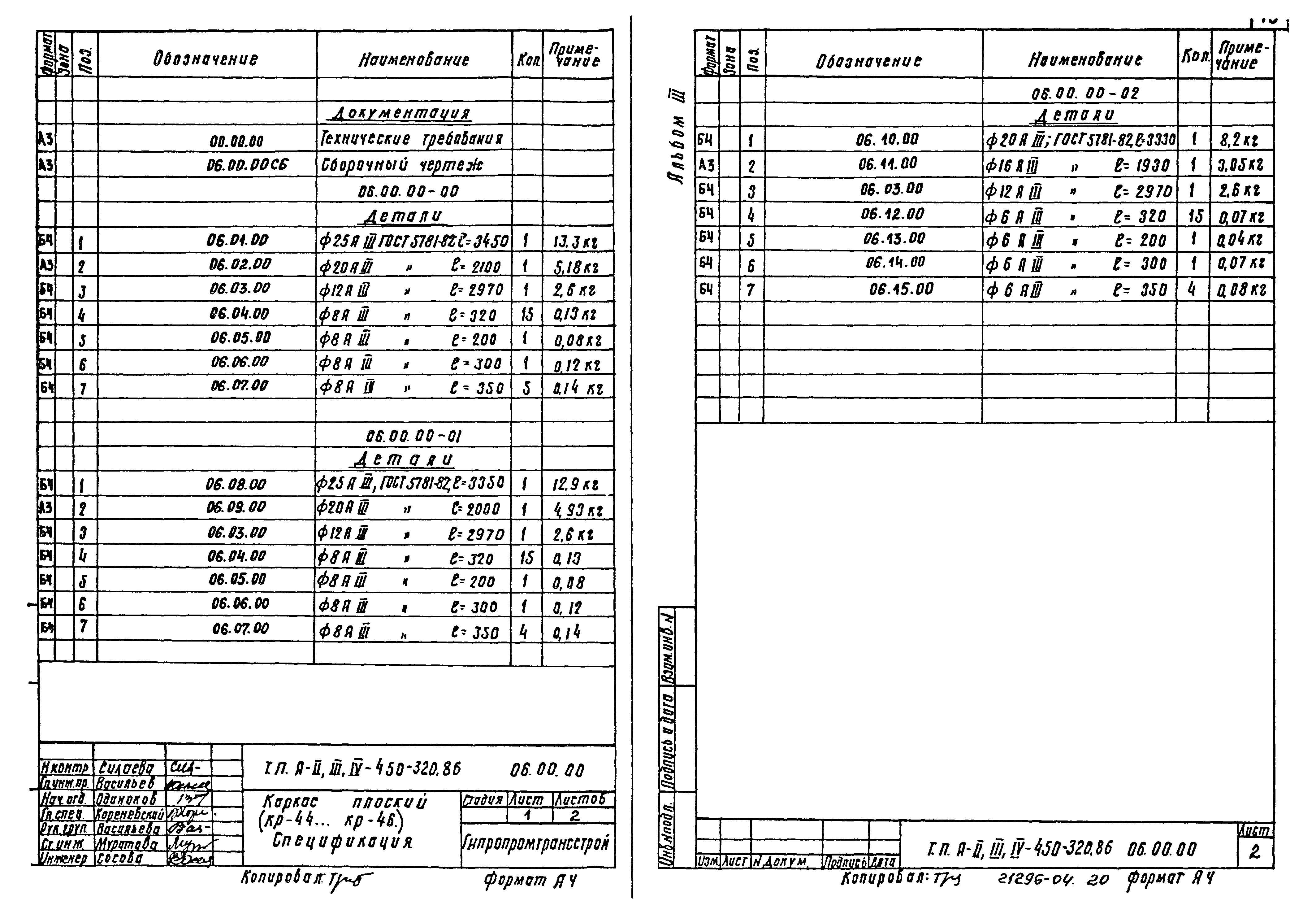 Типовой проект А-II,III,IV-450-320.86