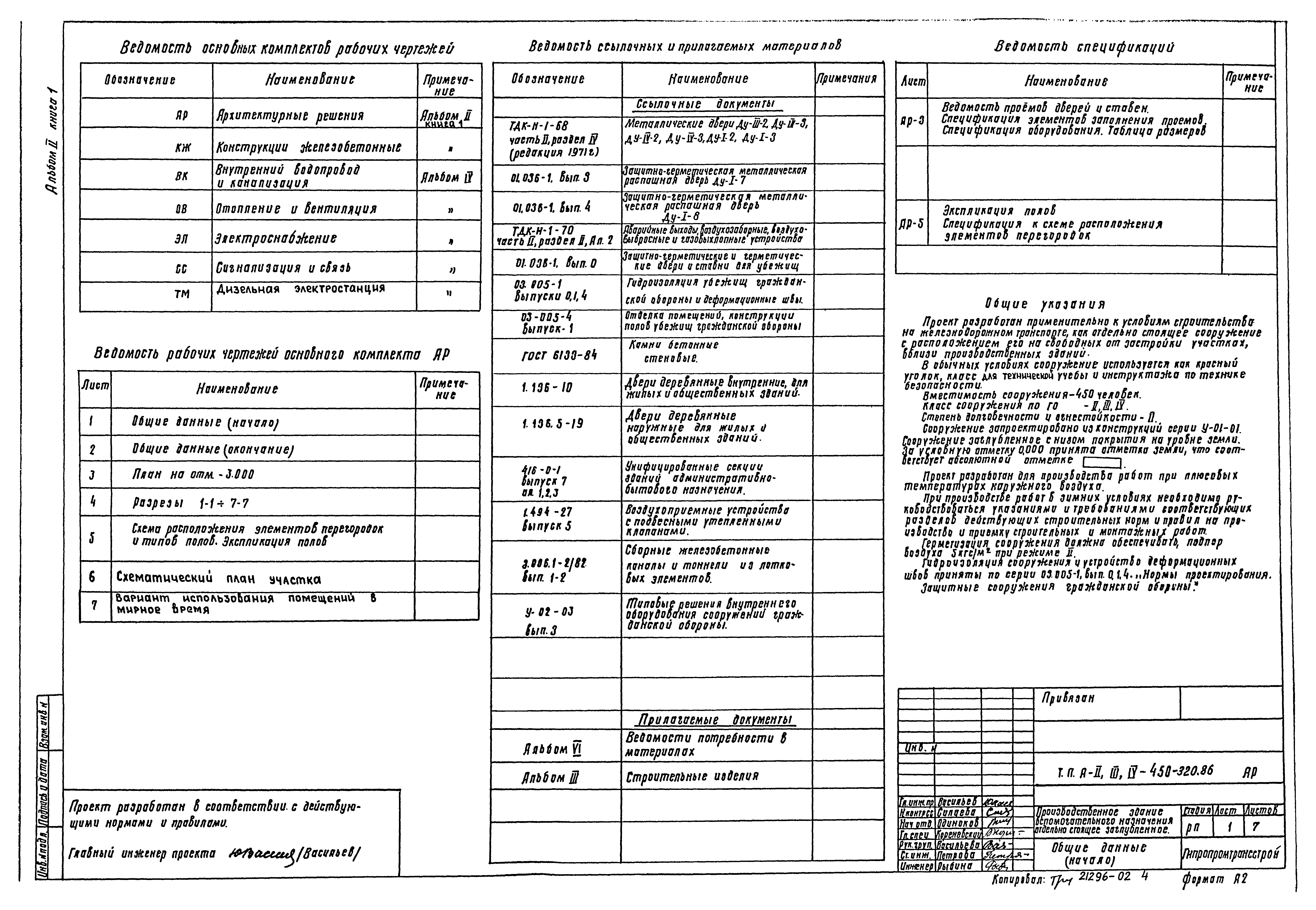 Типовой проект А-II,III,IV-450-320.86