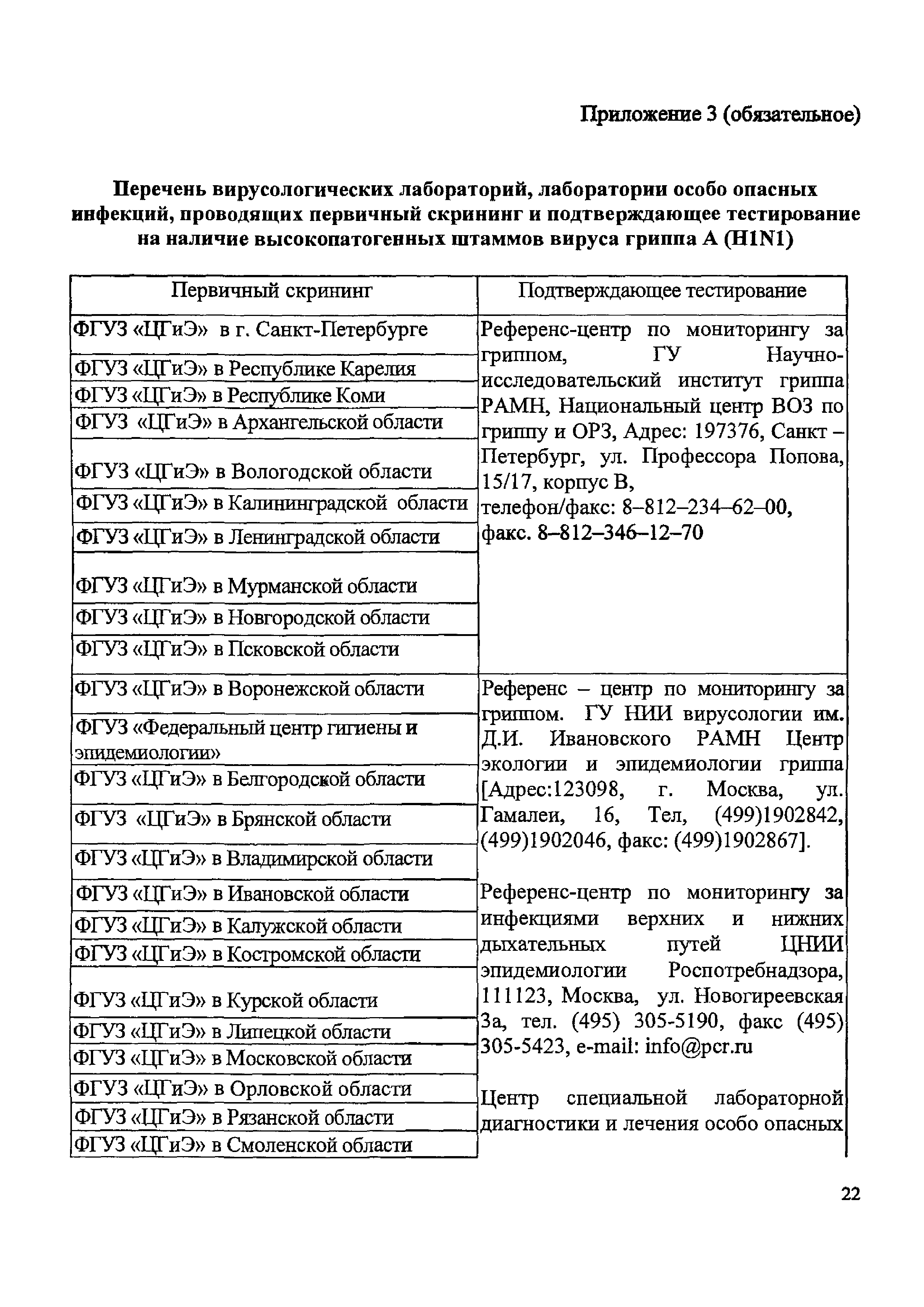 Скачать МР 01/7161-9-34 Организация и проведение лабораторной диагностики  заболеваний, вызванных высокопатогенными штаммами вируса гриппа А (H1N1), у  людей. Методические рекомендации