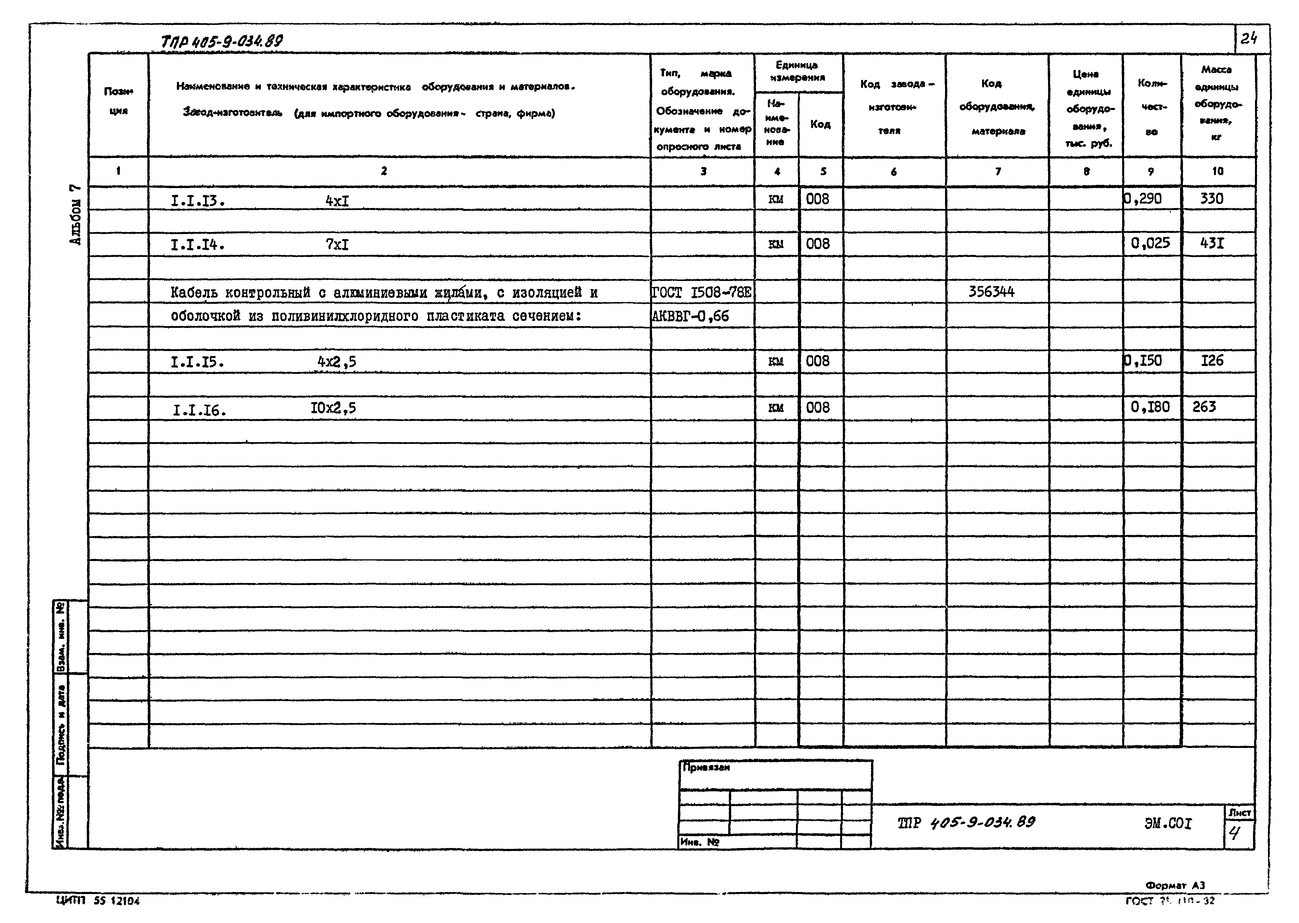 Типовые проектные решения 405-9-034.89