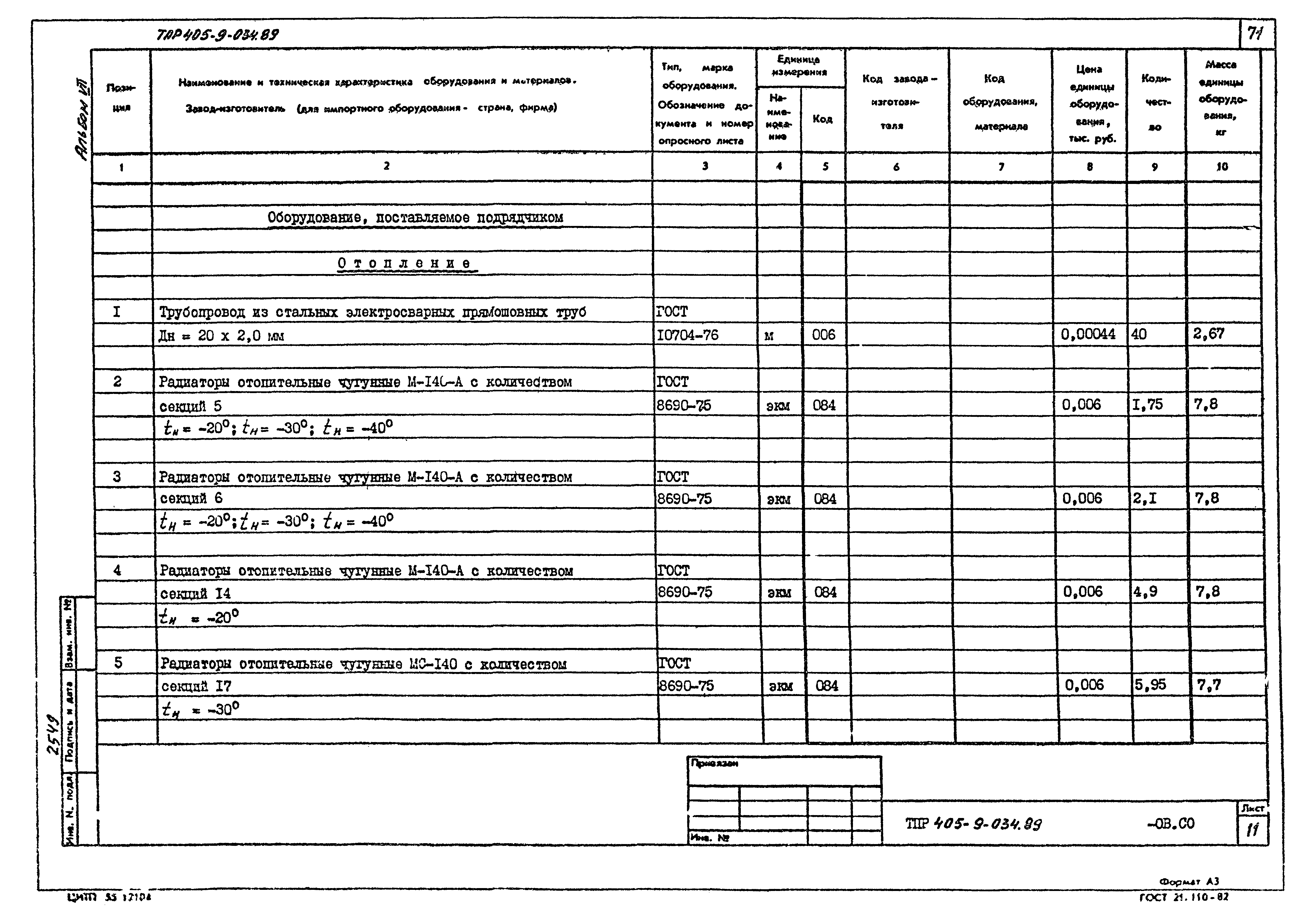 Типовые проектные решения 405-9-034.89