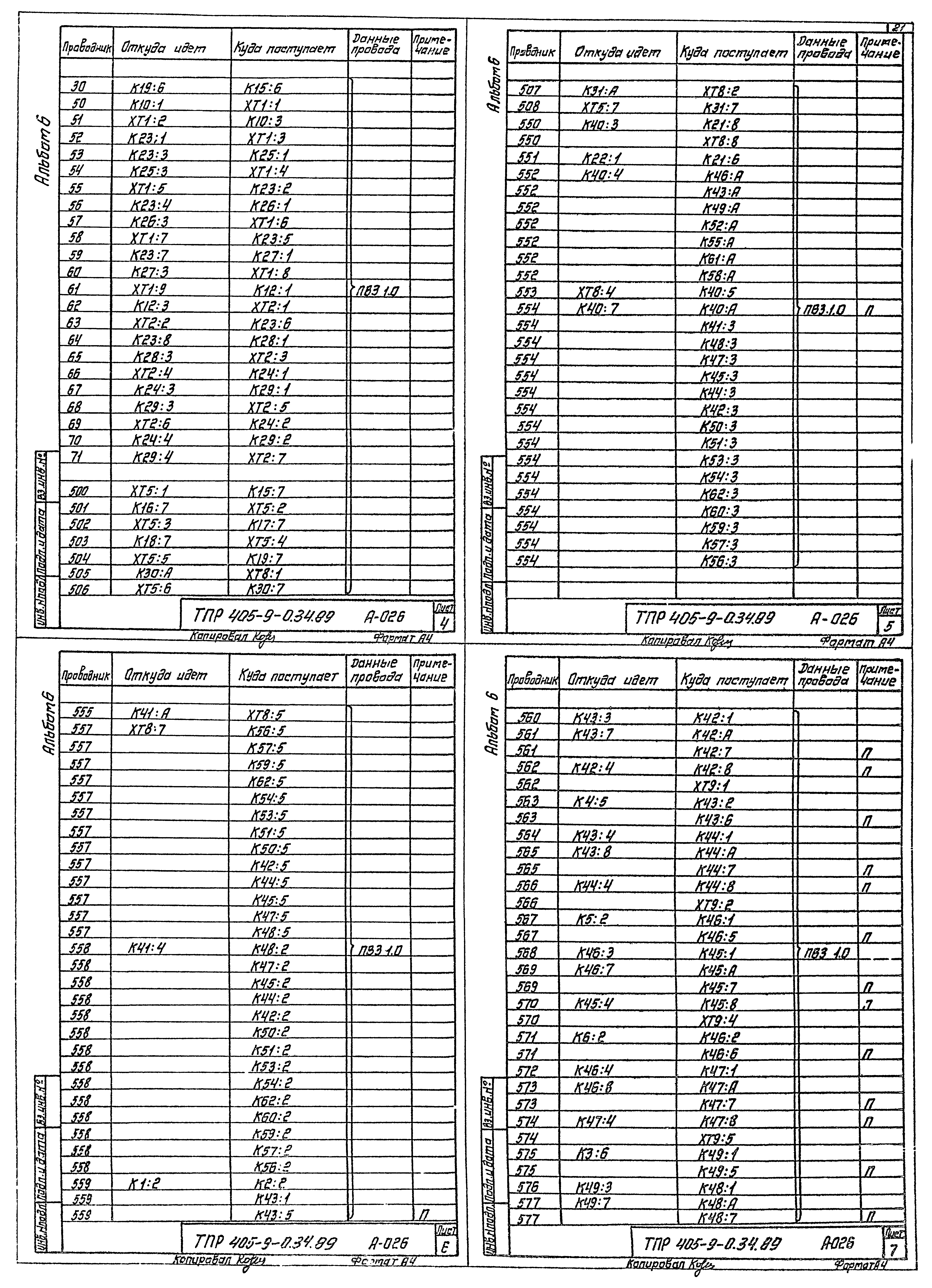 Типовые проектные решения 405-9-034.89