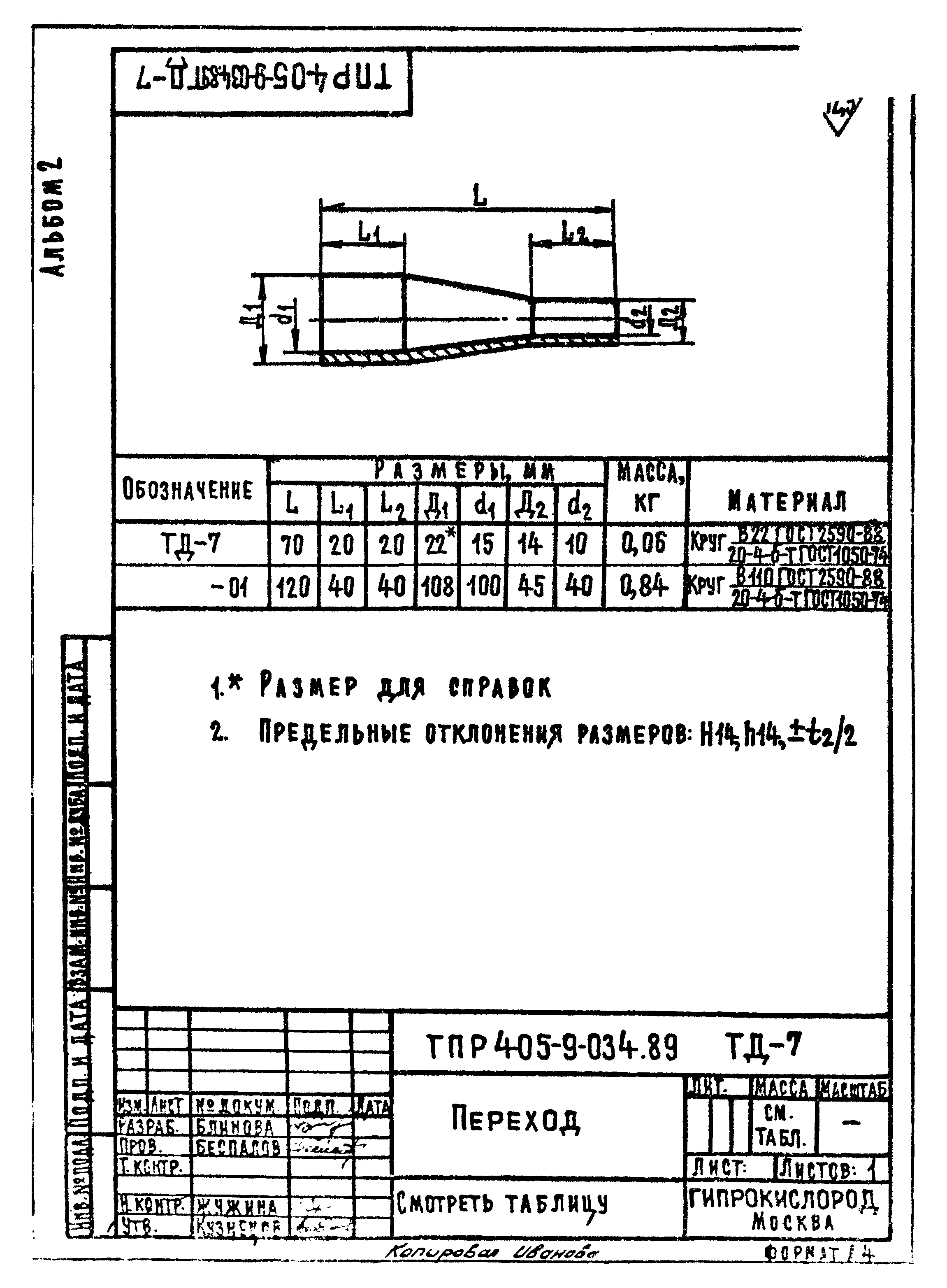 Типовые проектные решения 405-9-034.89