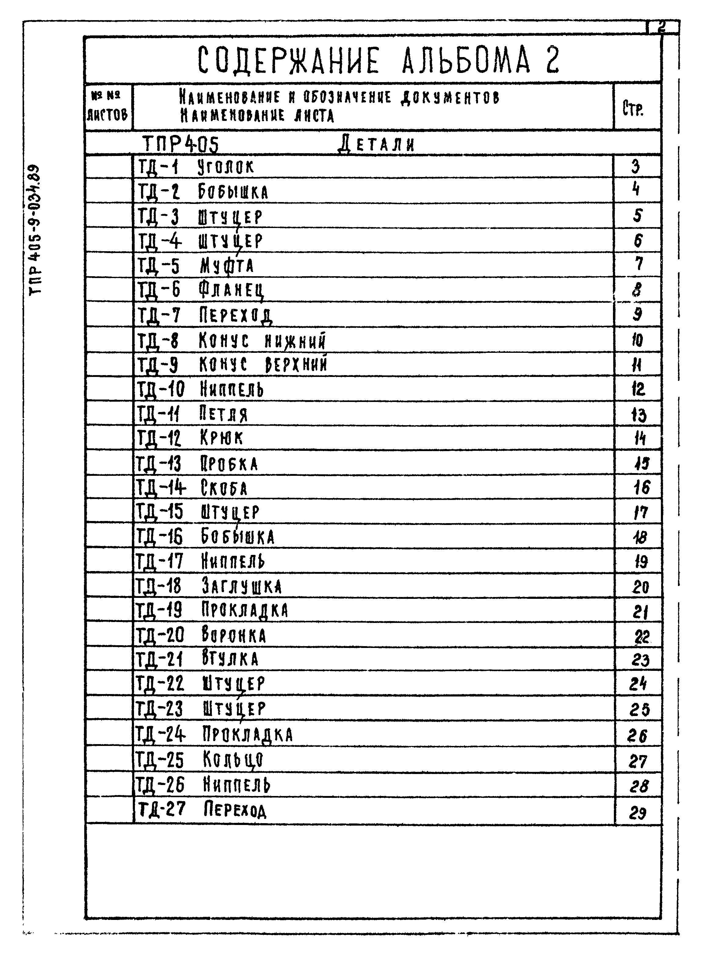 Типовые проектные решения 405-9-034.89