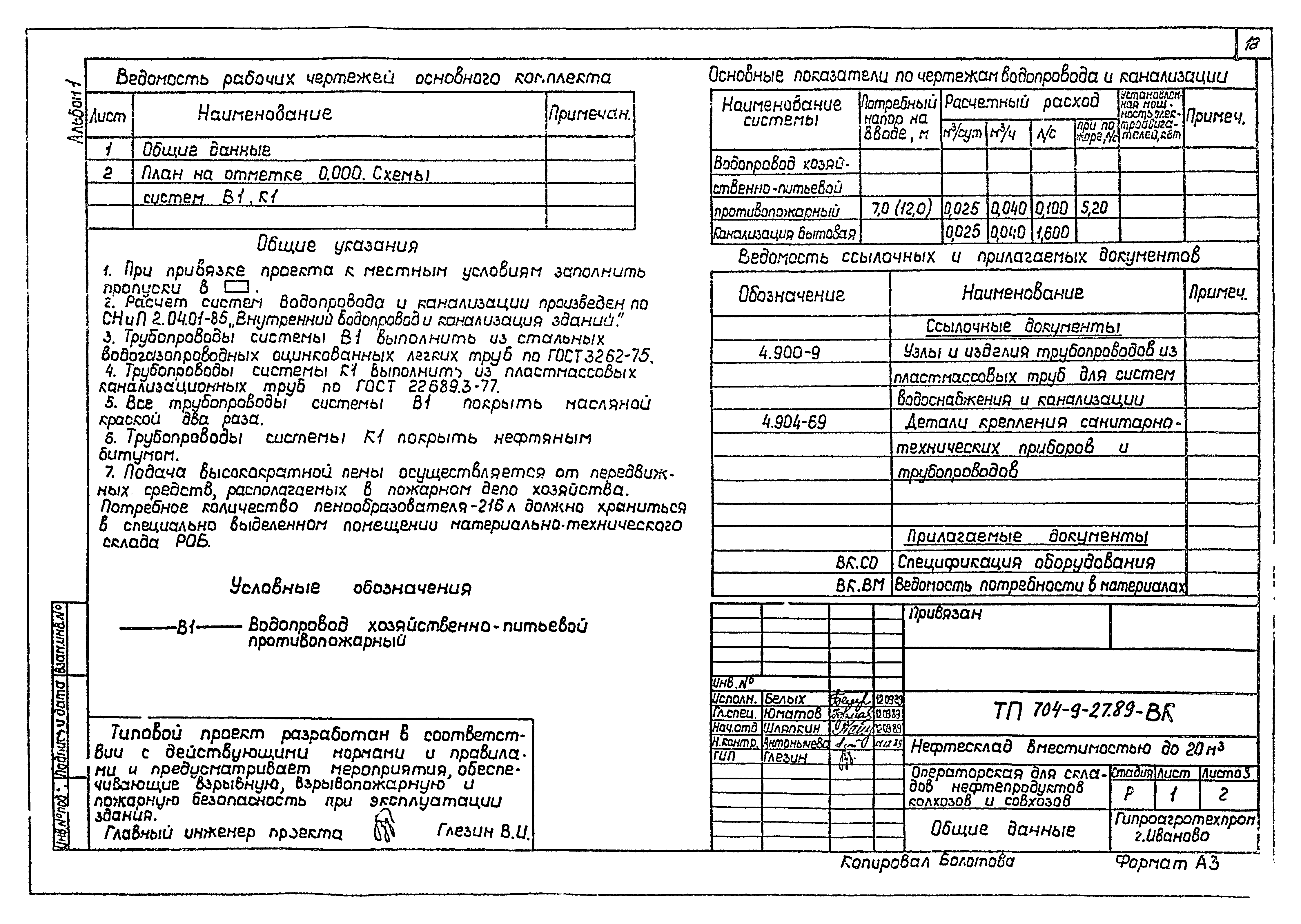Типовой проект 704-9-27.89
